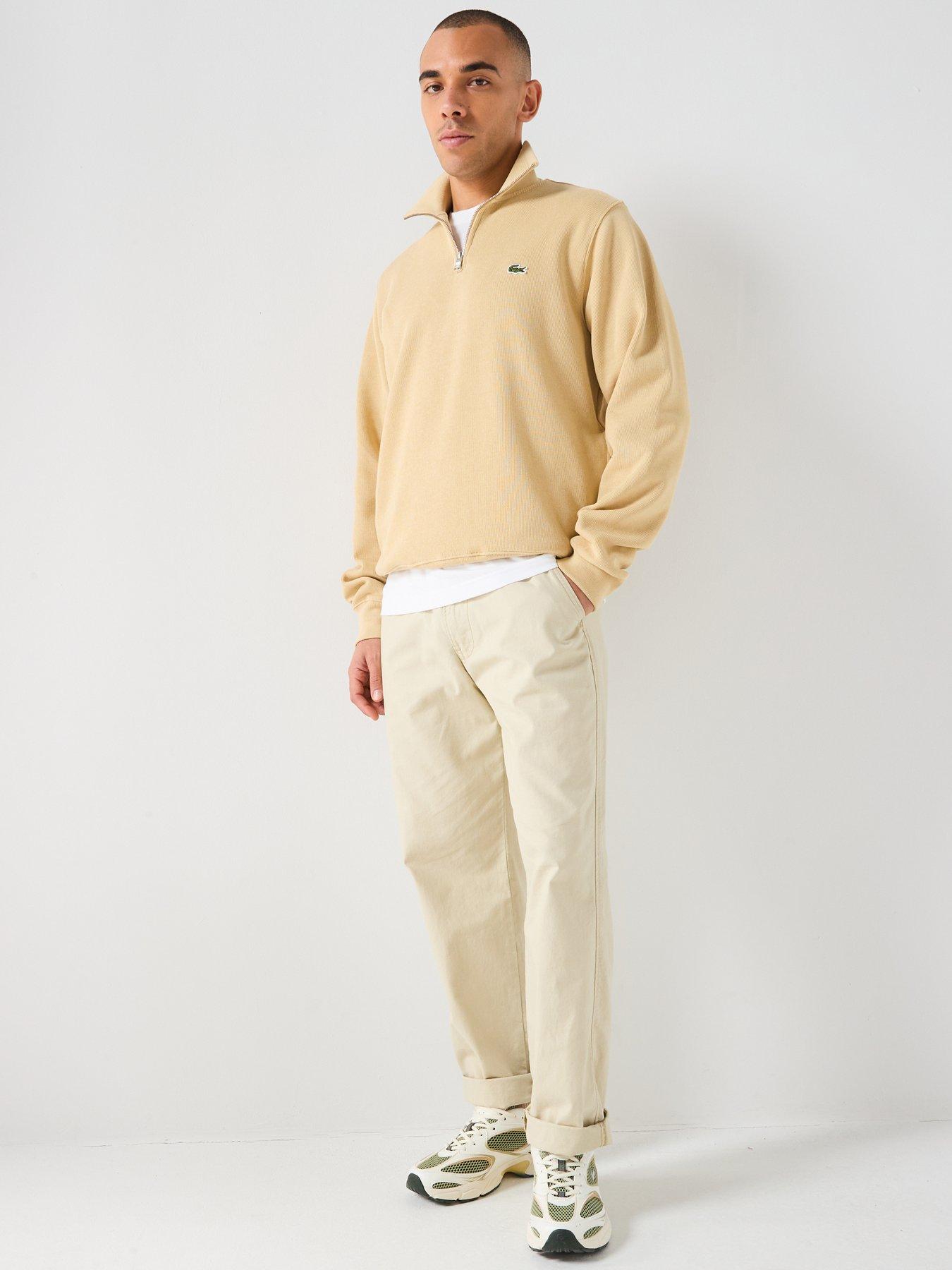 lacoste-classic-fit-quarter-zip-sweatshirt-beigeback