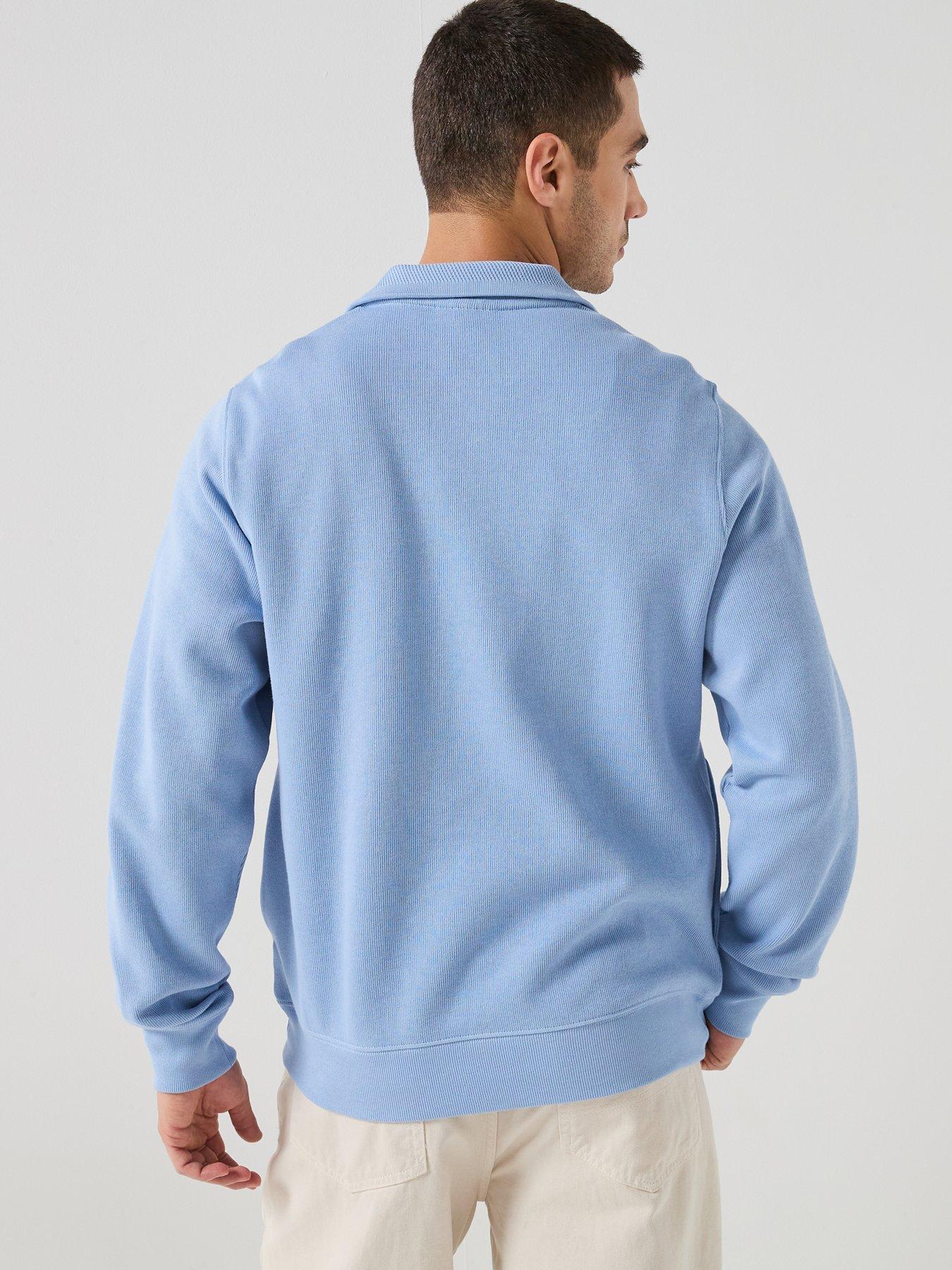 lacoste-classic-fit-quarter-zip-sweatshirt-bluestillFront