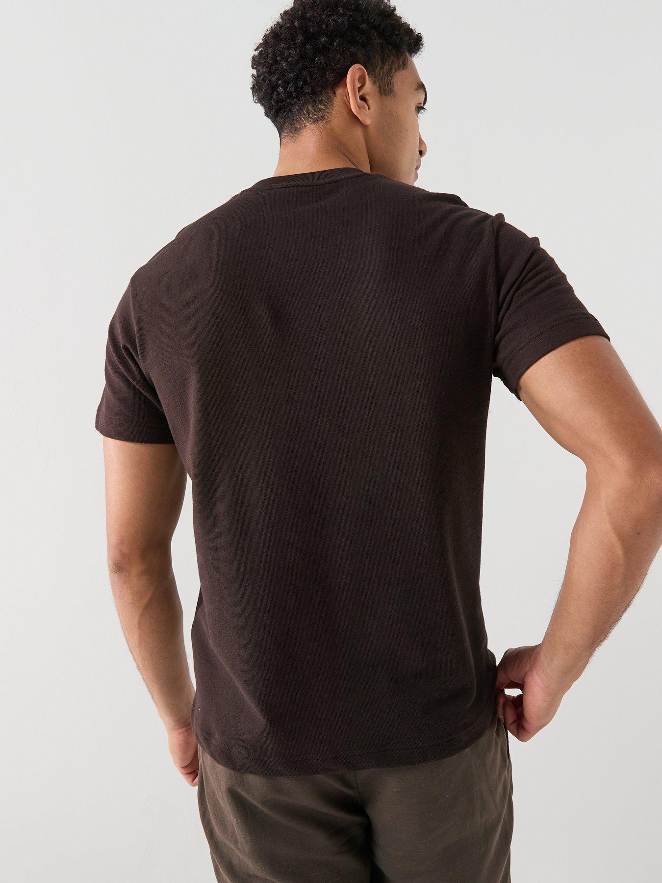 Image 2 of 5 of Lacoste Soft Textured Classic Fit T-Shirt - Brown