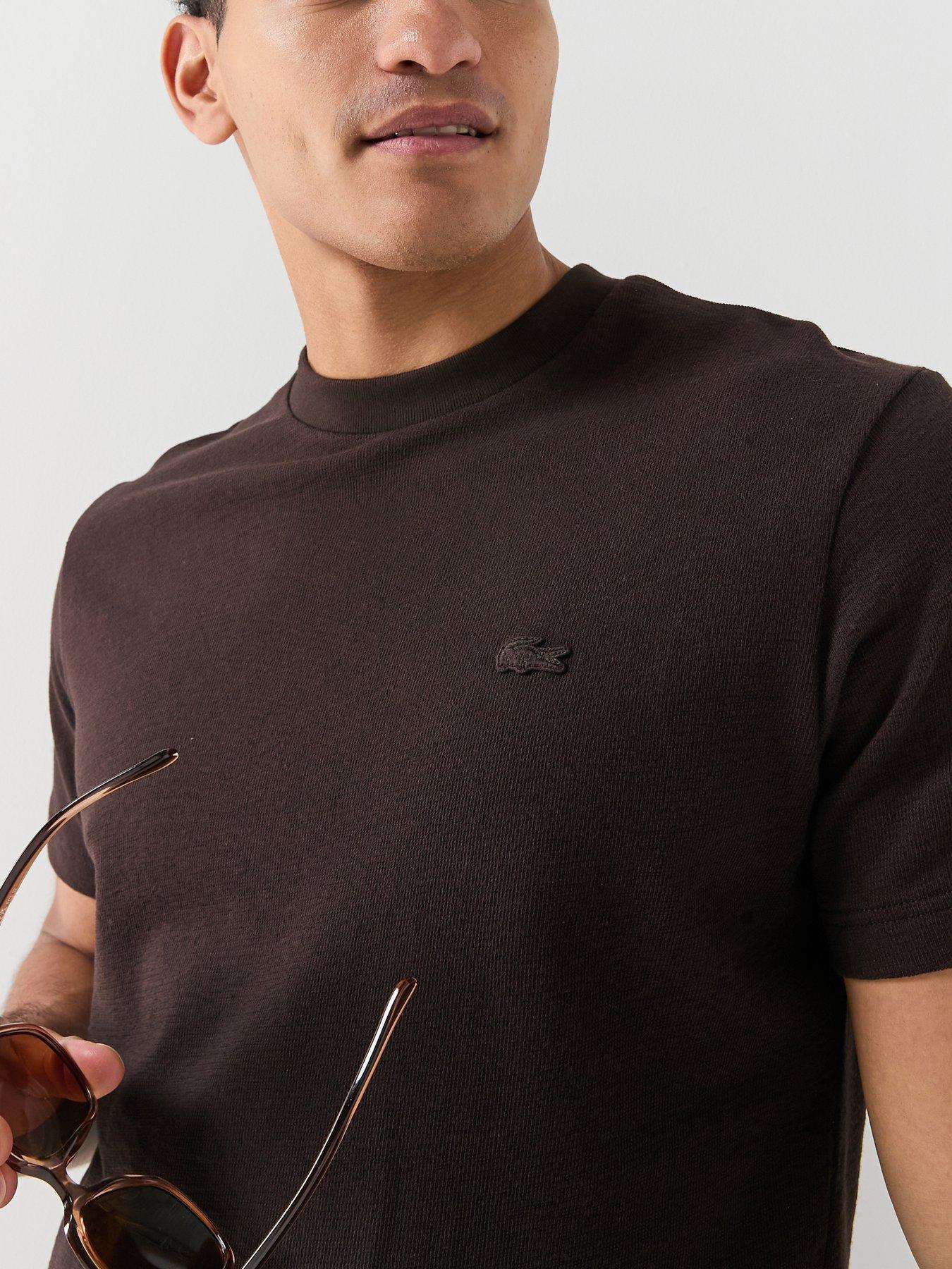Image 4 of 5 of Lacoste Soft Textured Classic Fit T-Shirt - Brown