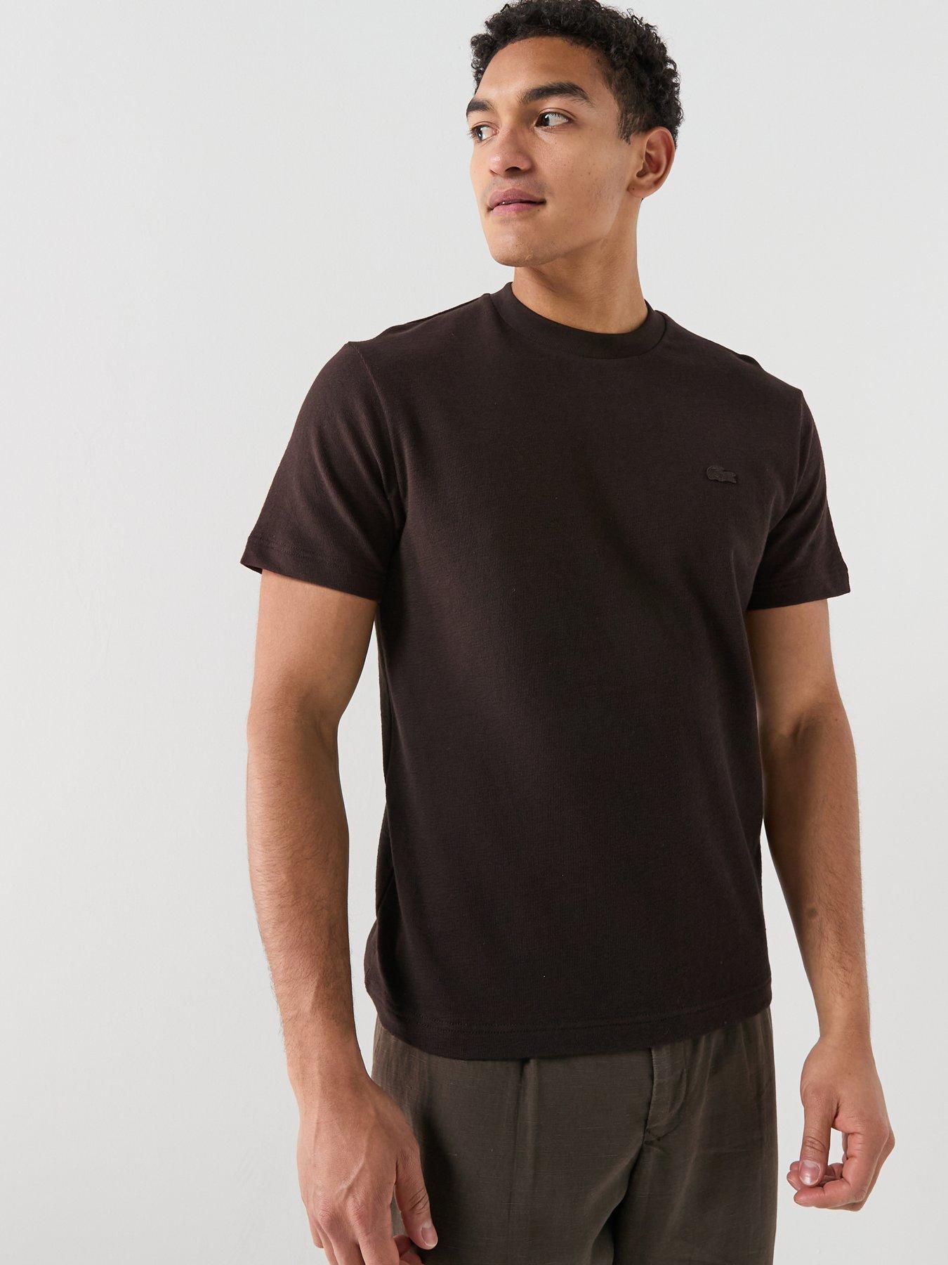 Image 5 of 5 of Lacoste Soft Textured Classic Fit T-Shirt - Brown