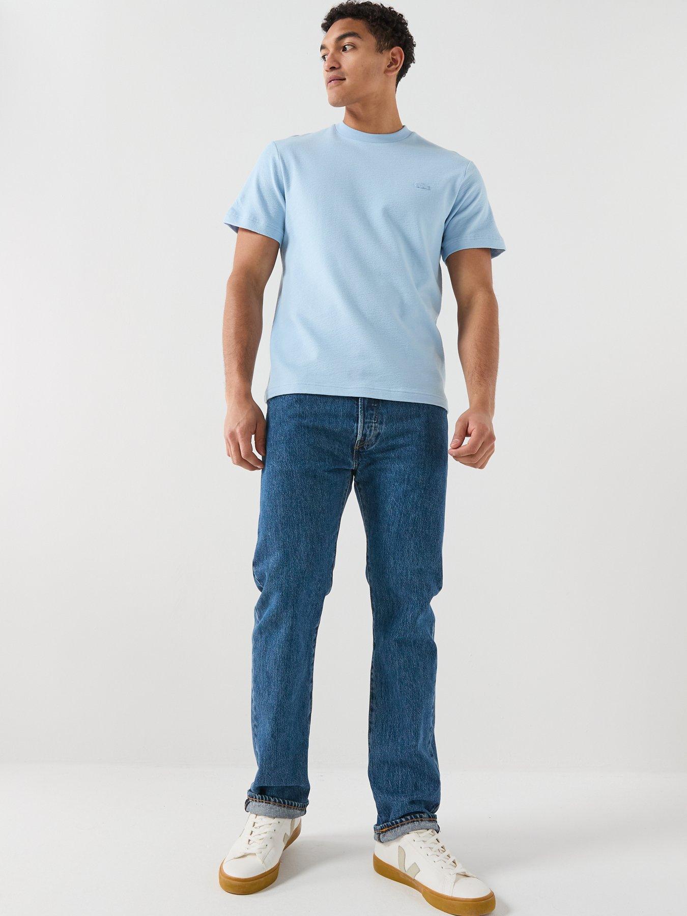 Image 3 of 5 of Lacoste Soft Textured Classic Fit T-Shirt - Light Blue