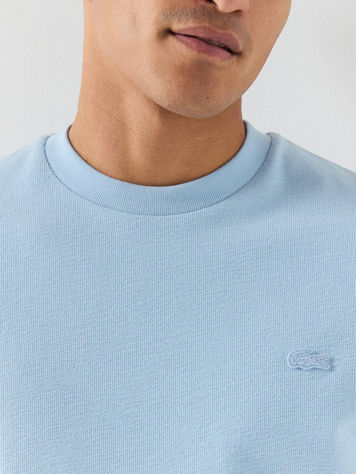 Image 4 of 5 of Lacoste Soft Textured Classic Fit T-Shirt - Light Blue