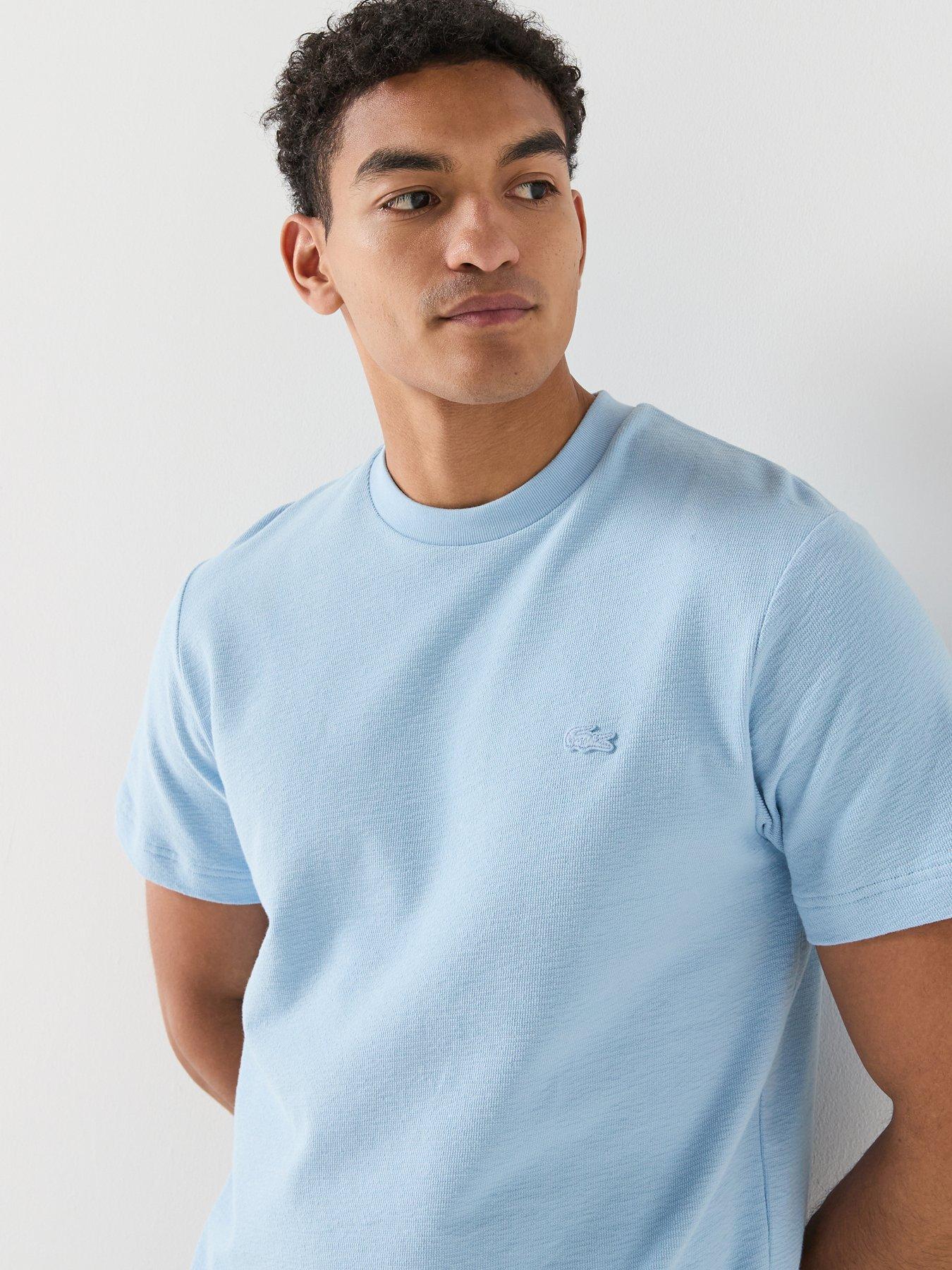 Image 5 of 5 of Lacoste Soft Textured Classic Fit T-Shirt - Light Blue