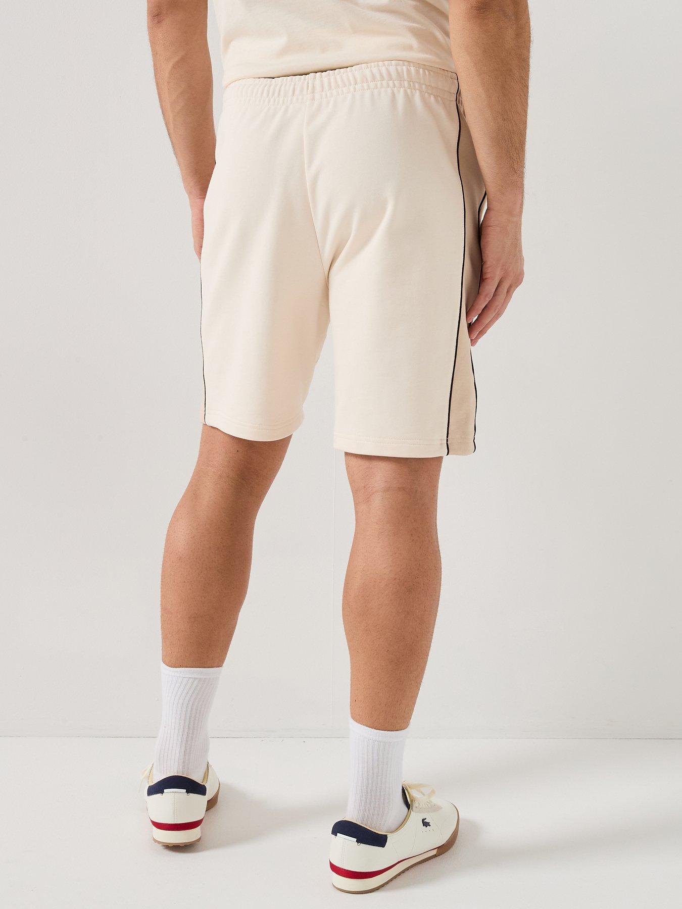 Image 2 of 5 of Lacoste Regular Fit Colorblock Fleece Shorts - White