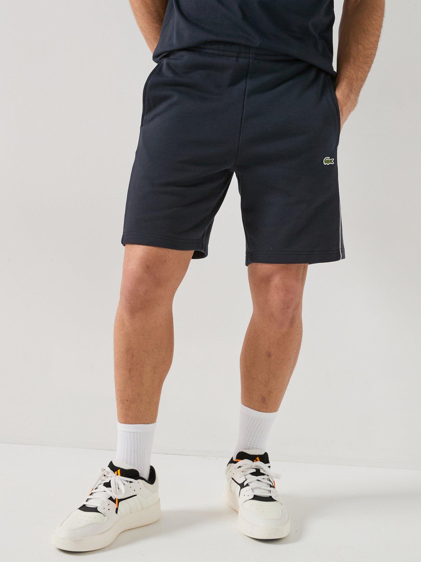 lacoste-regular-fit-colorblock-fleece-shorts-blackfront
