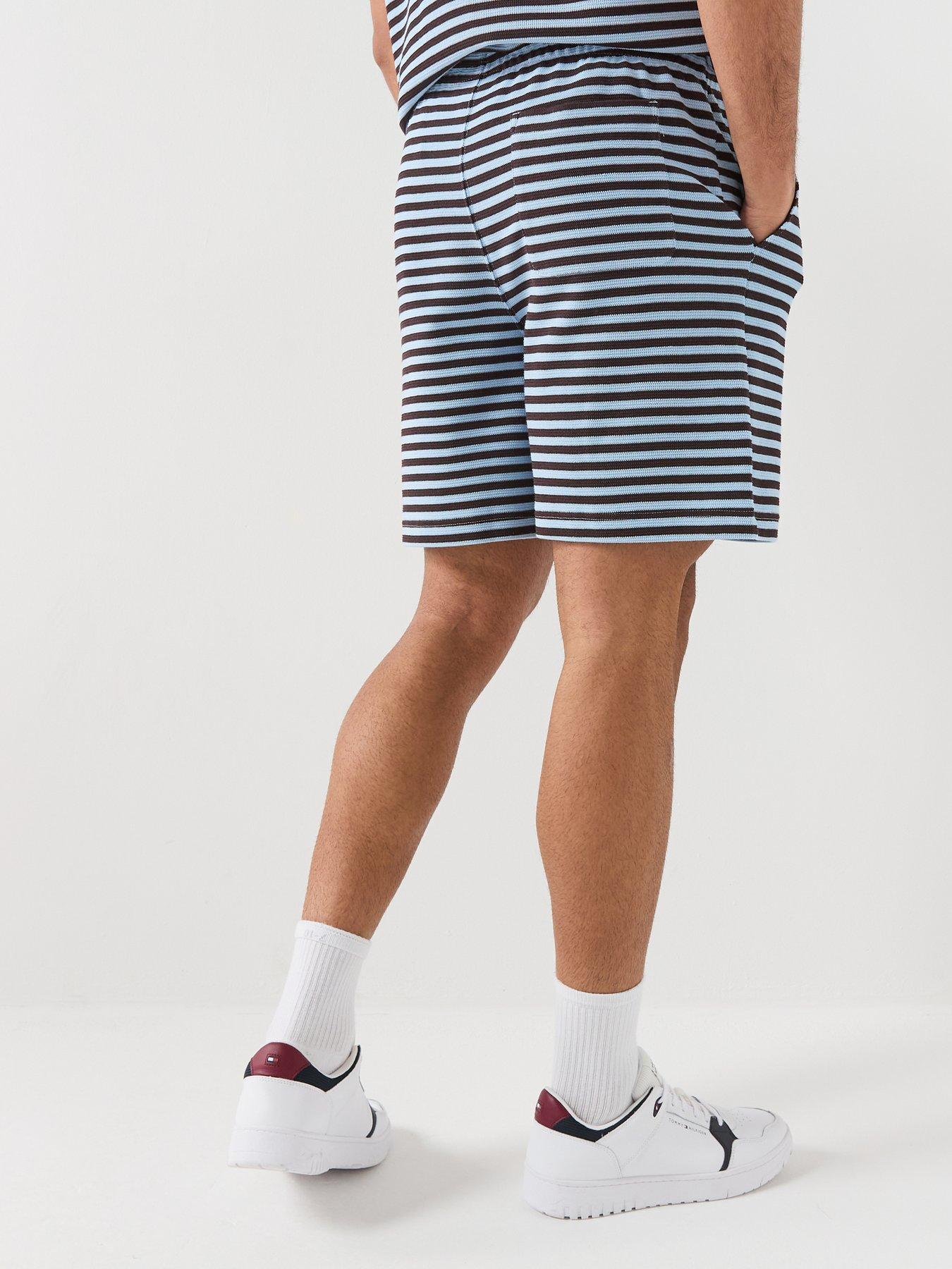 lacoste-lacoste-regular-fit-striped-textured-jersey-shorts-navystillFront