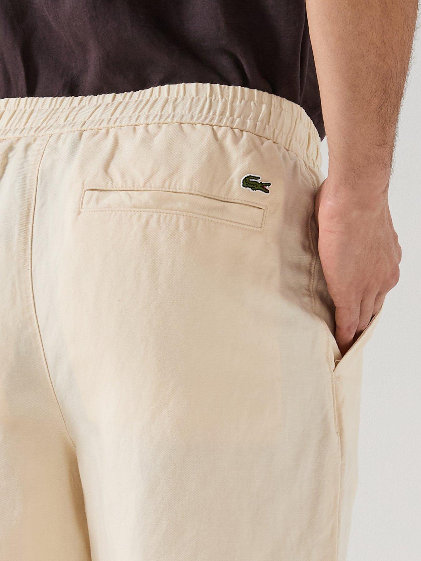 Image 4 of 5 of Lacoste Lacoste Regular Fit Linen Shorts - Cream