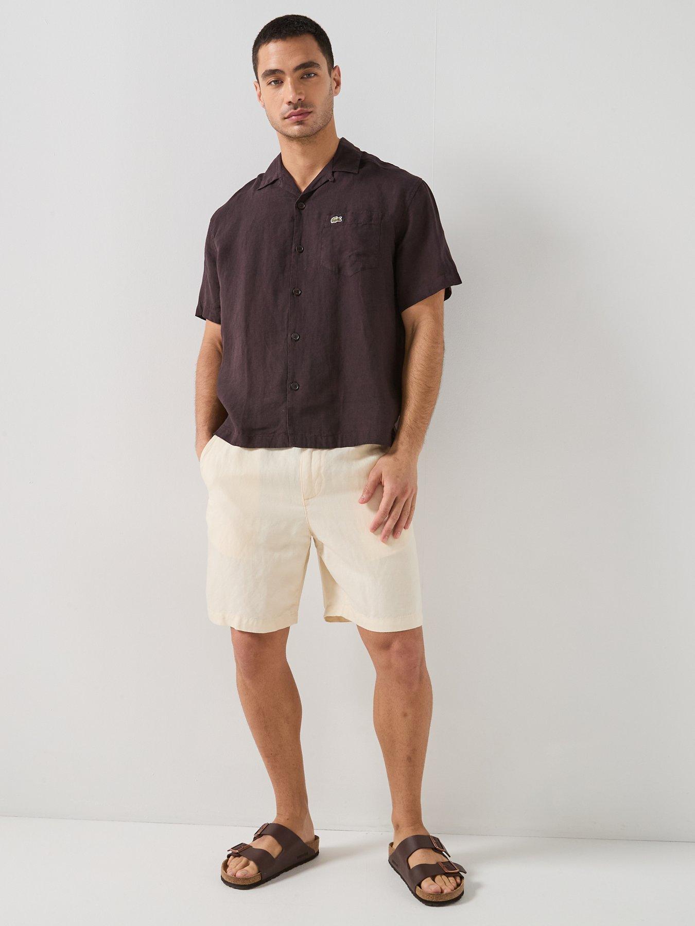 lacoste-regular-fit-linen-shorts-creamdetail