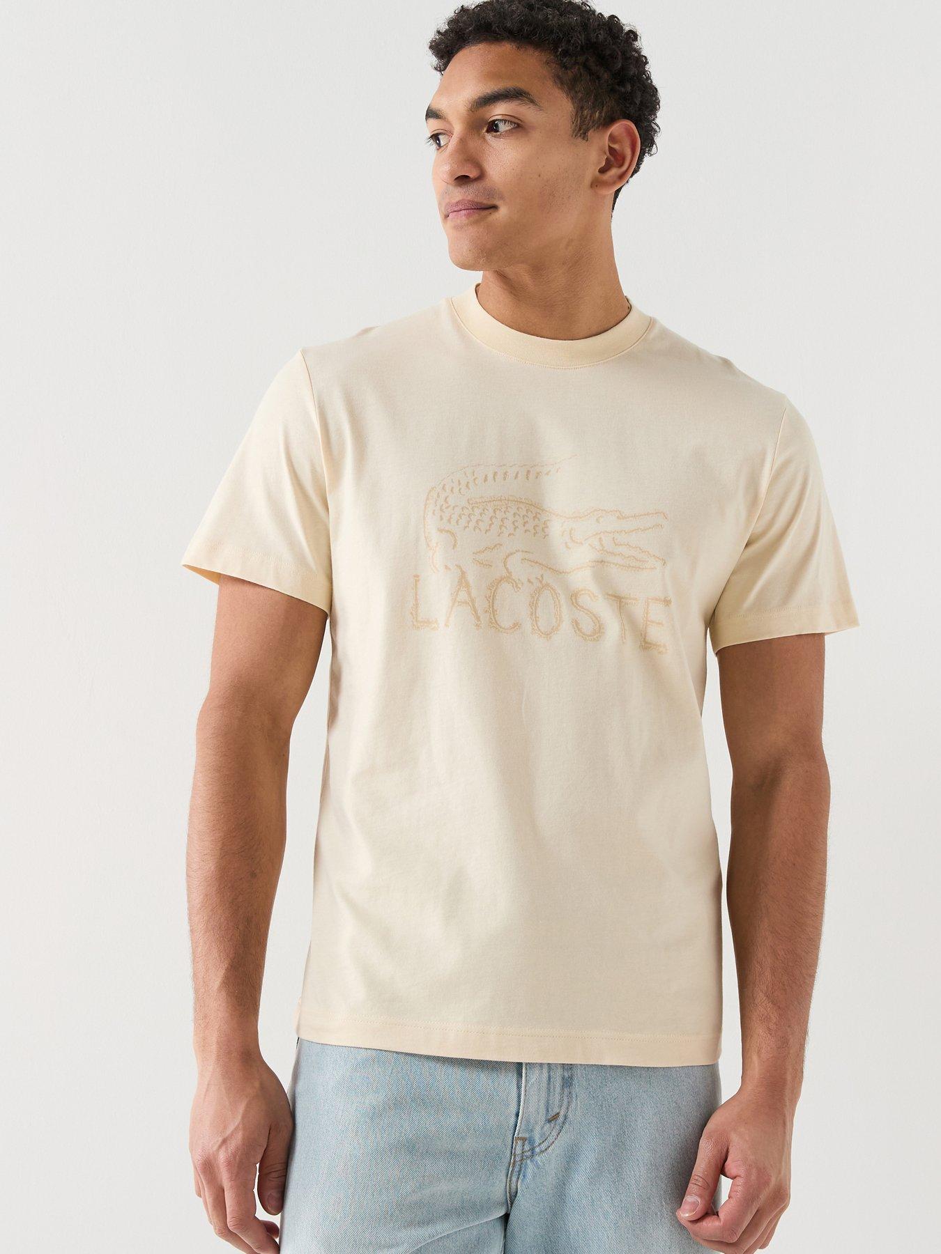 Lacoste Classic Fit Printed Cotton T-Shirt - Beige