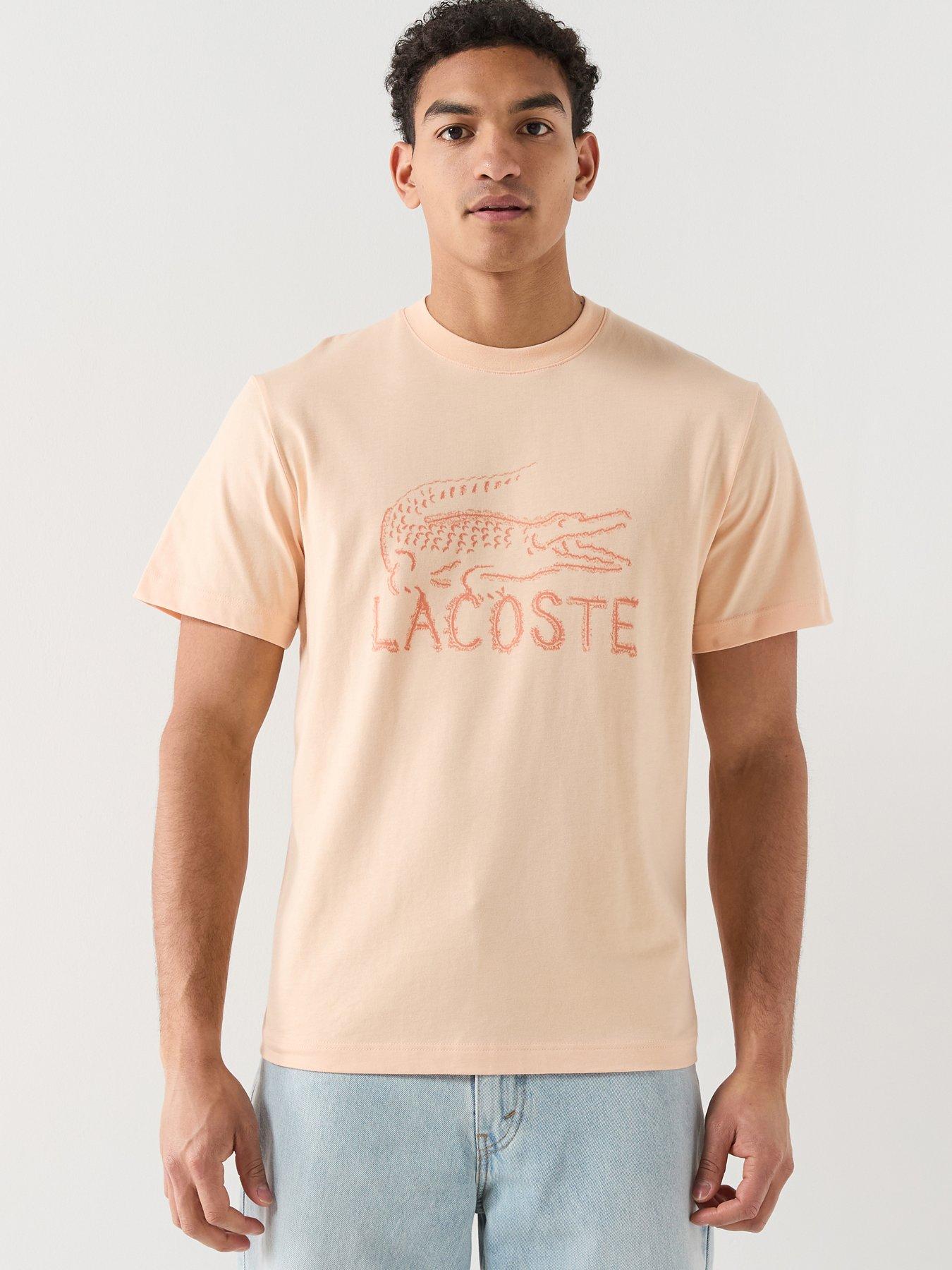 Lacoste Lacoste Classic Fit Printed Cotton T-shirt - Orange