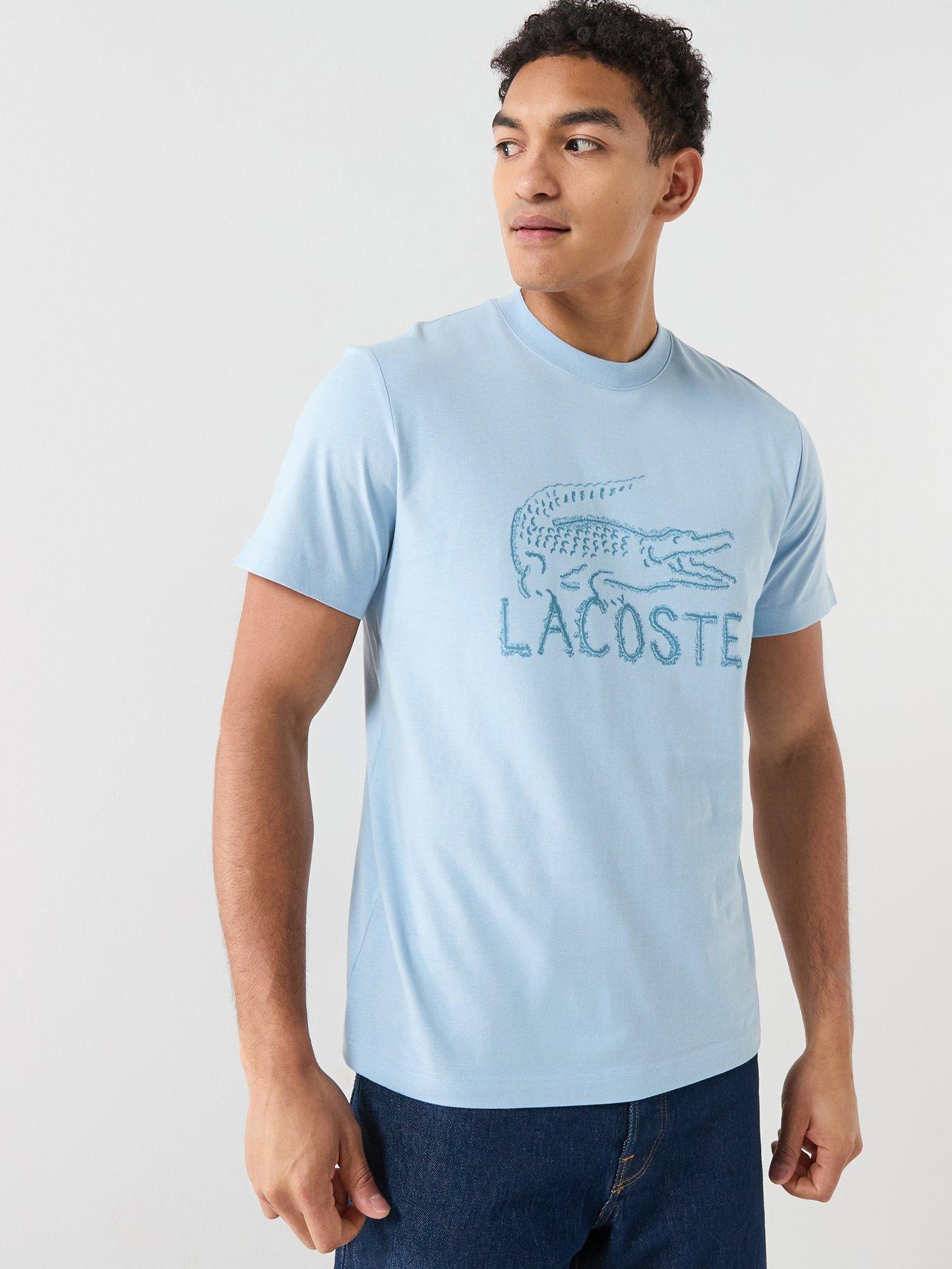 Lacoste Classic Fit Printed Cotton T-Shirt- Blue