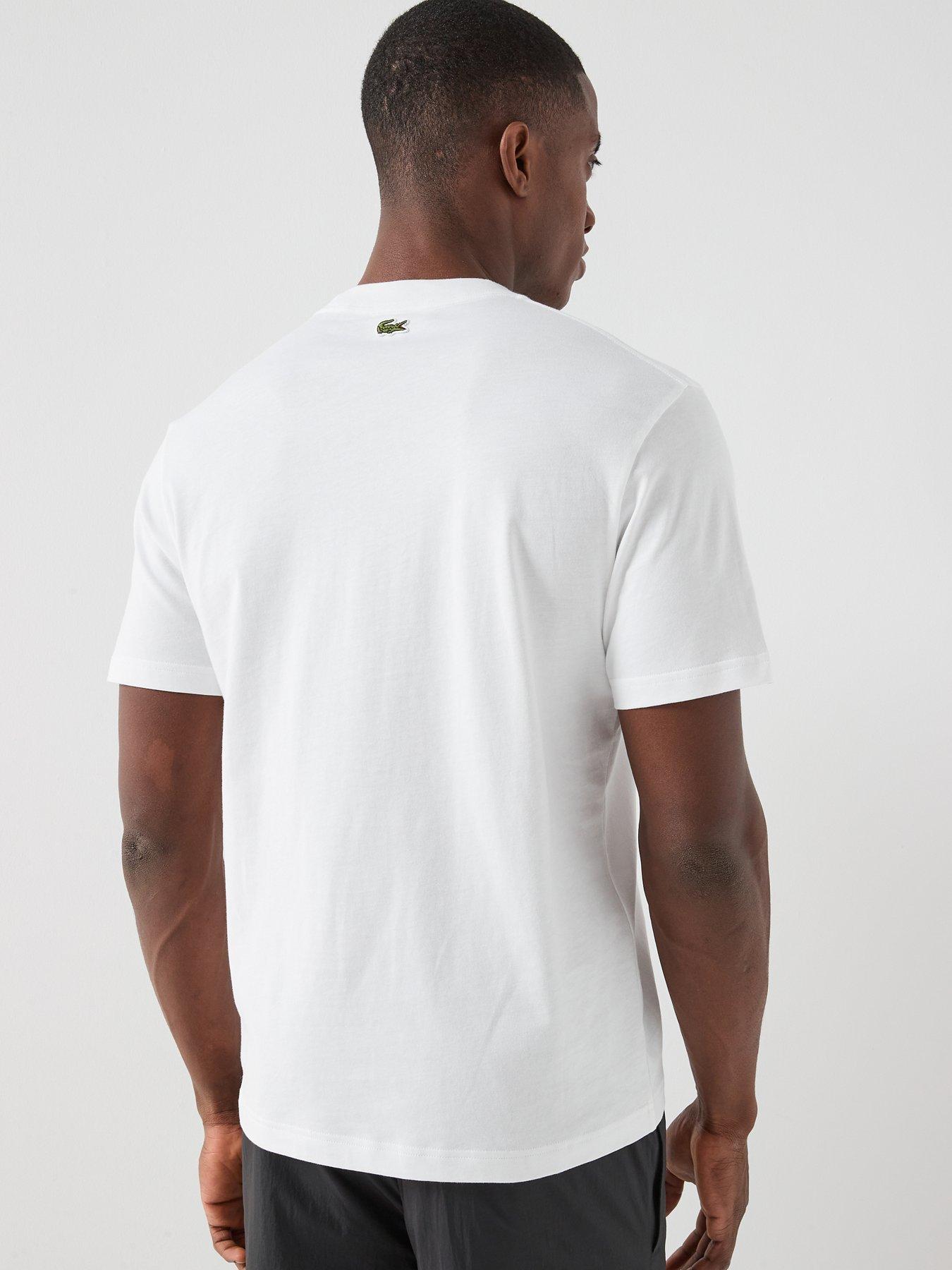 Image 2 of 6 of Lacoste Classic Fit Printed Cotton T-Shirt - White