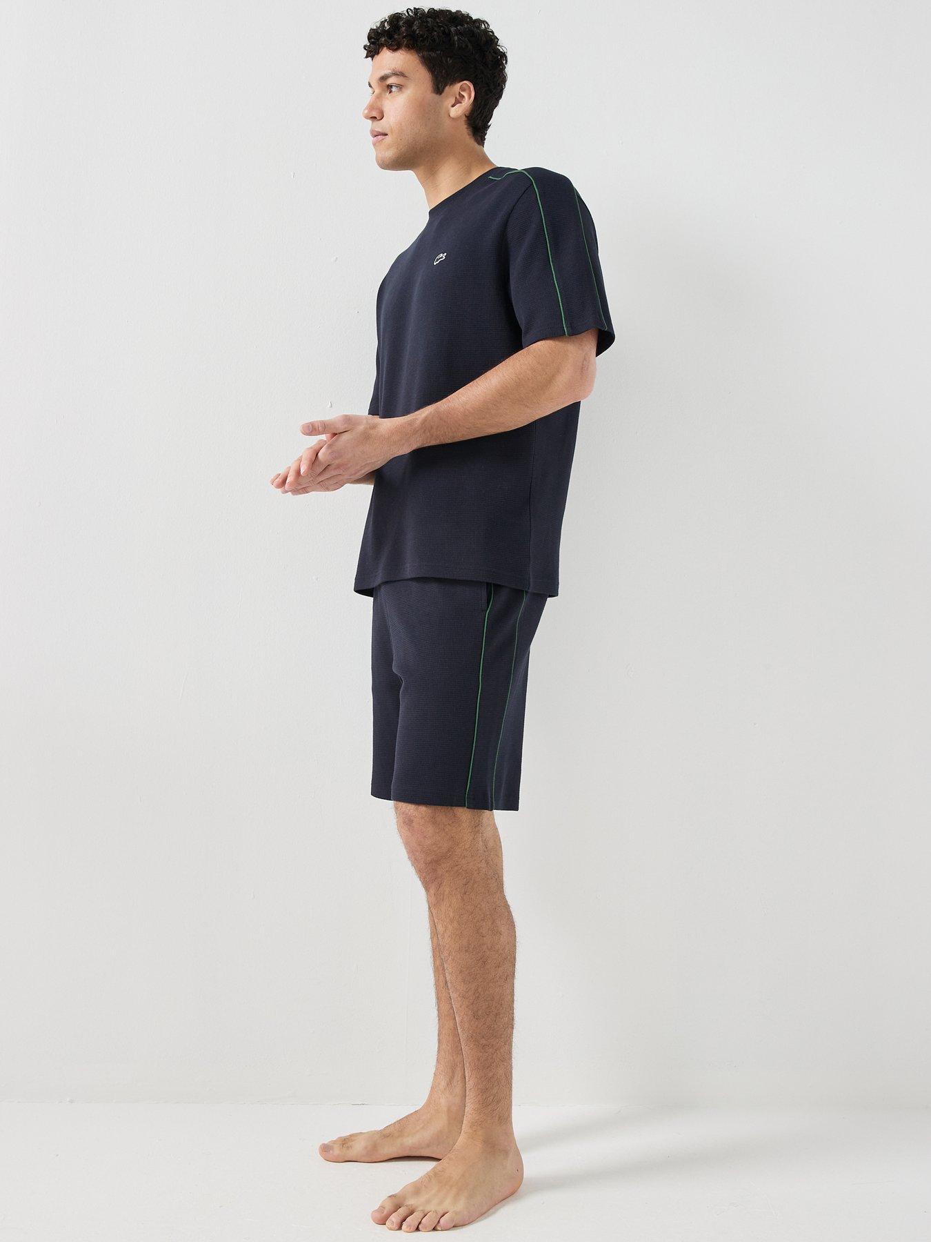 Image 5 of 6 of Lacoste Lacoste Waffle Short Lounge Set - Navy