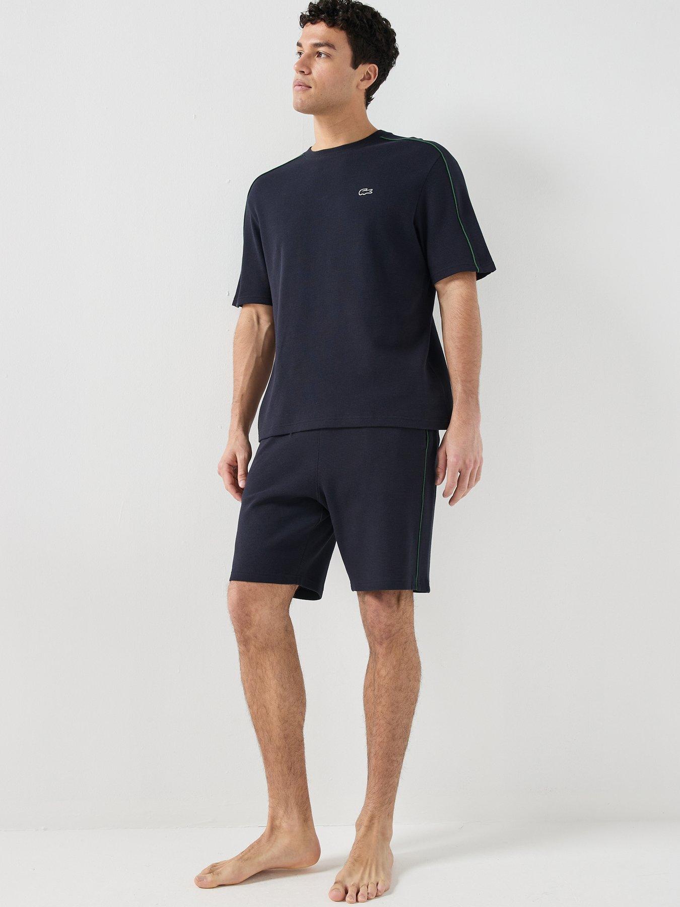 Image 6 of 6 of Lacoste Lacoste Waffle Short Lounge Set - Navy