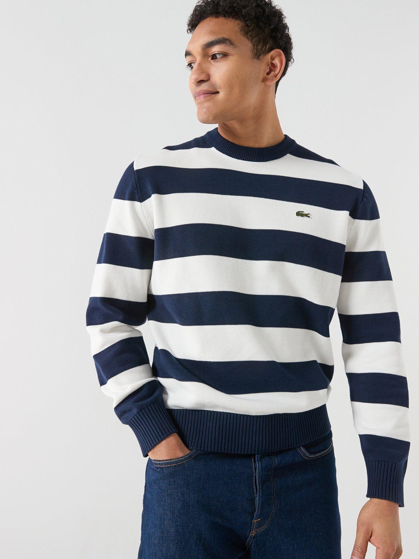 Lacoste Lacoste Classic Fit Cotton Striped Jumper - Black