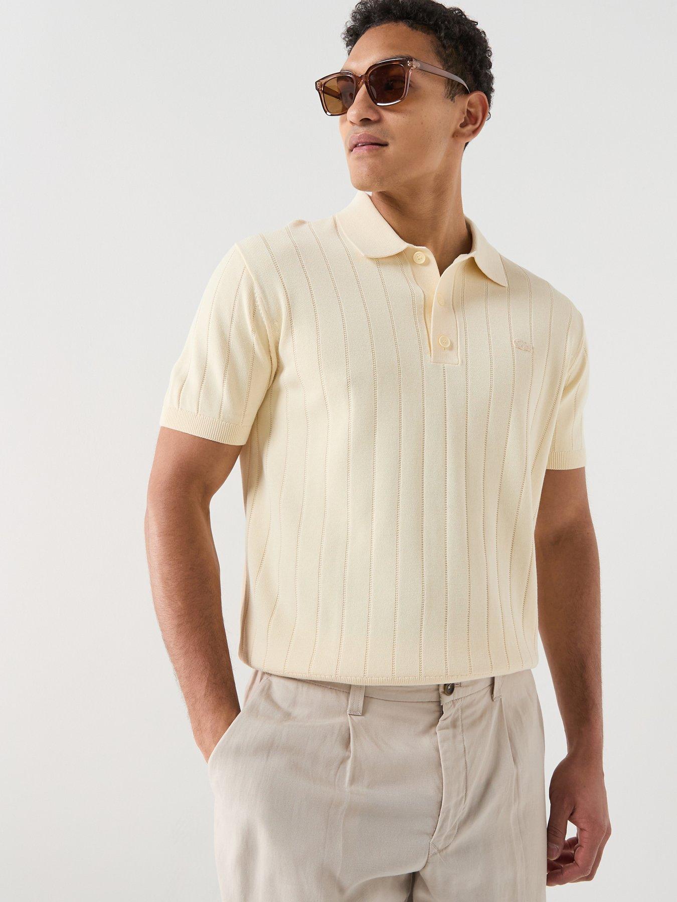 Lacoste Classic Fit Kintted Paris Polo Shirt - Cream