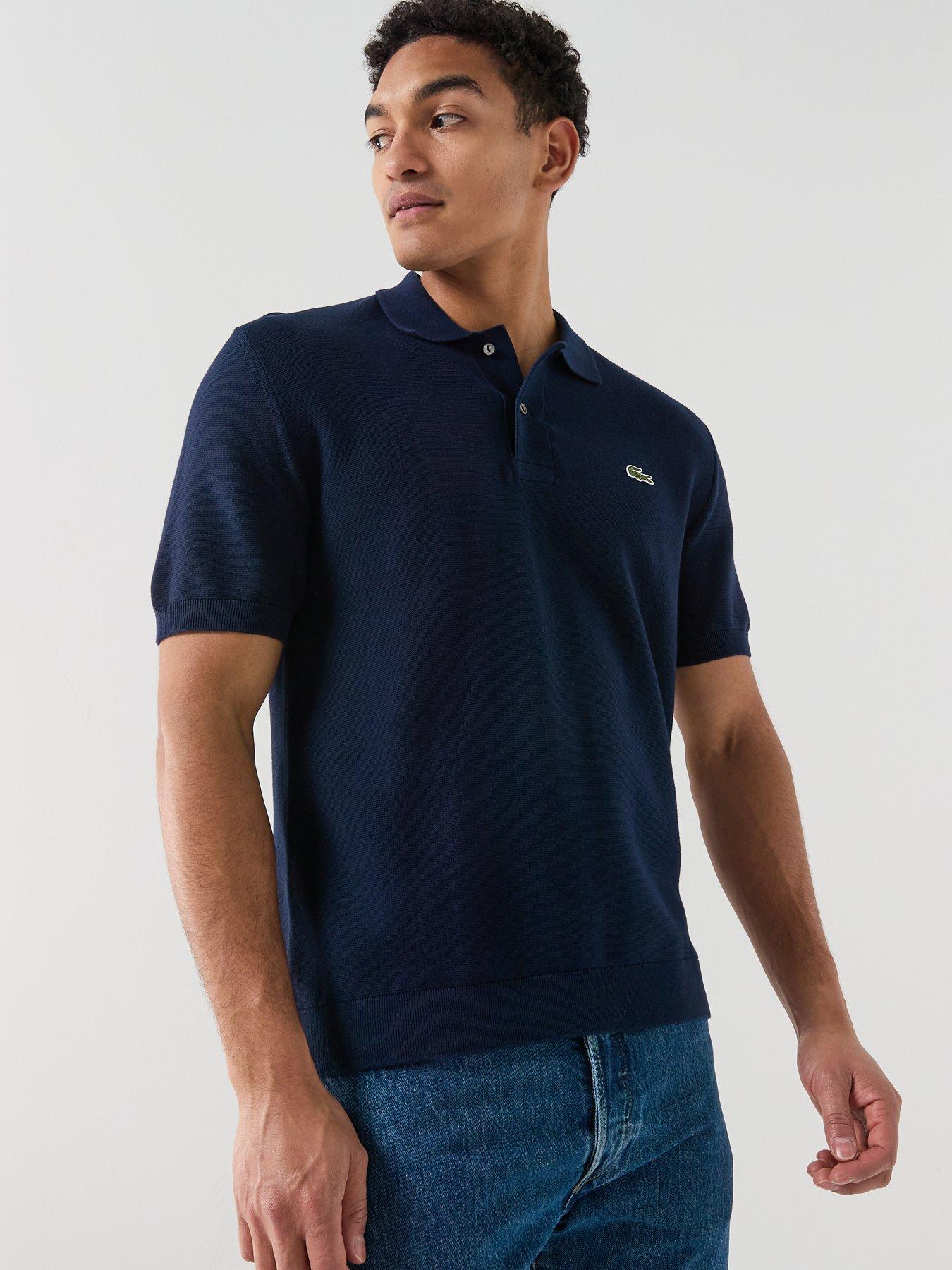 Image 1 of 5 of Lacoste Short Sleeved Knitted Polo - Navy