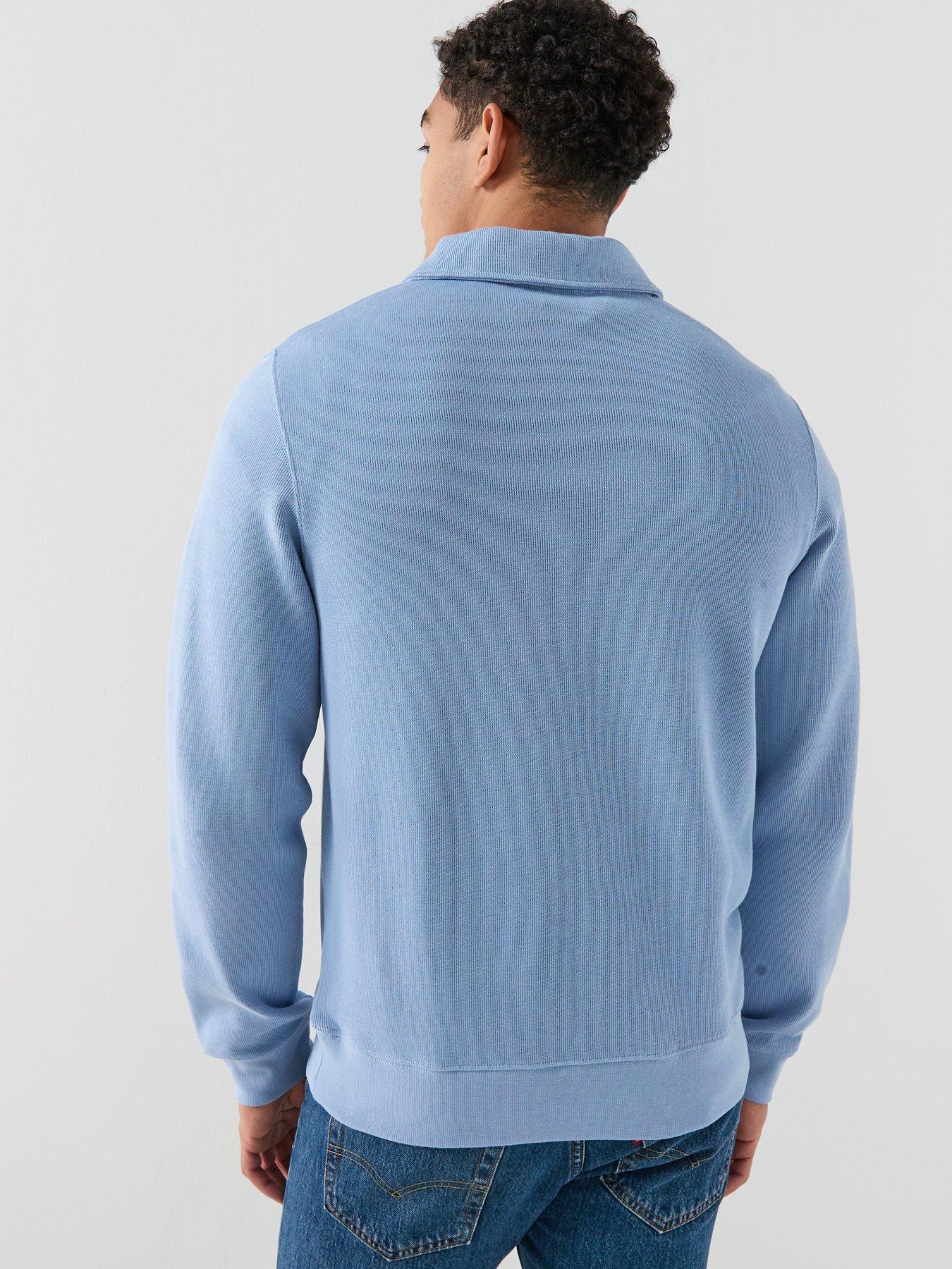 lacoste-classic-fit-polo-collar-ribbed-polo-shirt-bluestillFront