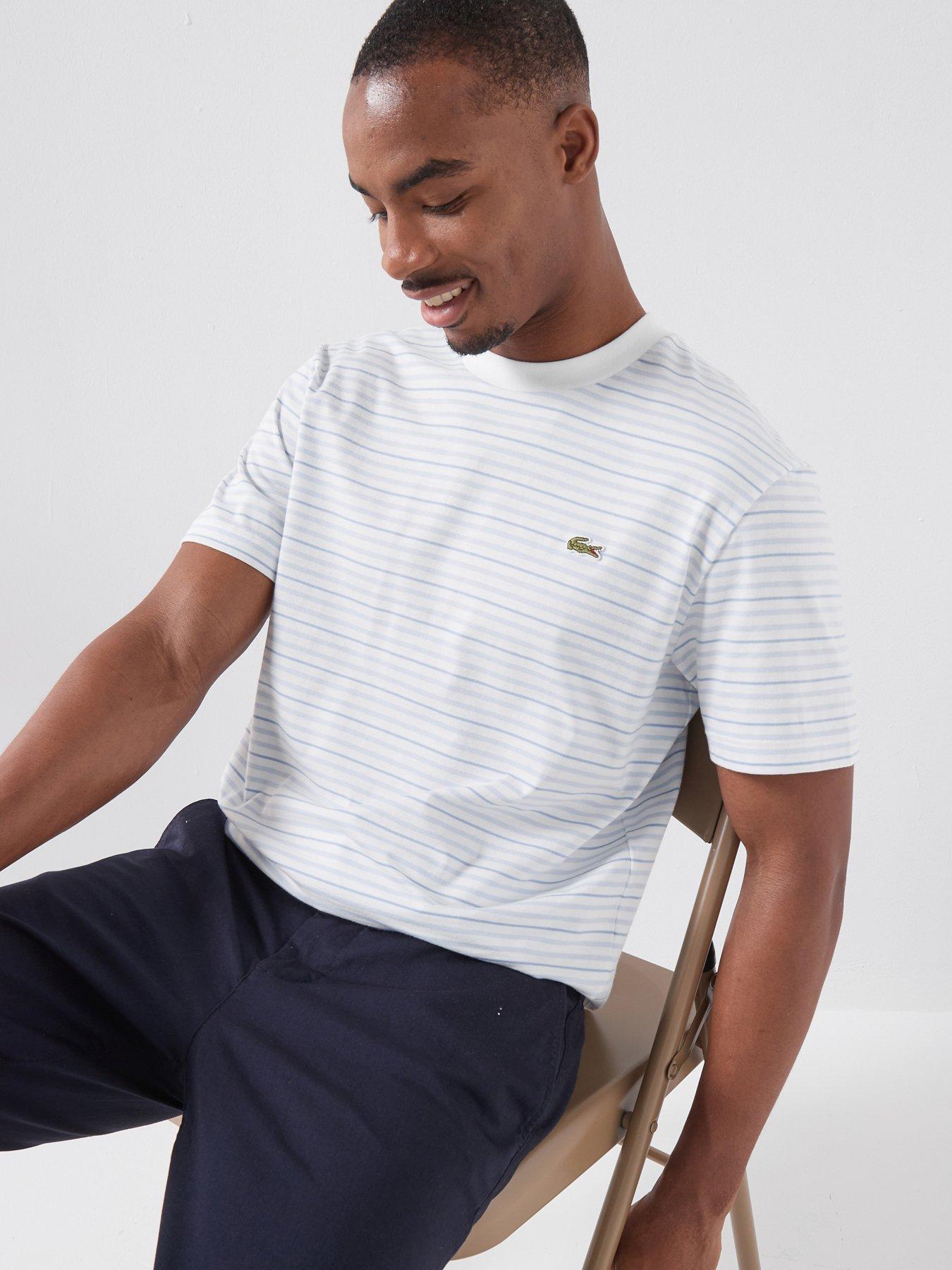 Lacoste Classic Fit Striped Cotton T-Shirt - Blue