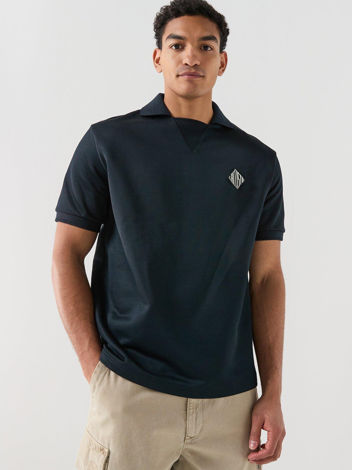 Lacoste Lacoste Loose Fit Badge Accent Fleece Polo Shirt - Black