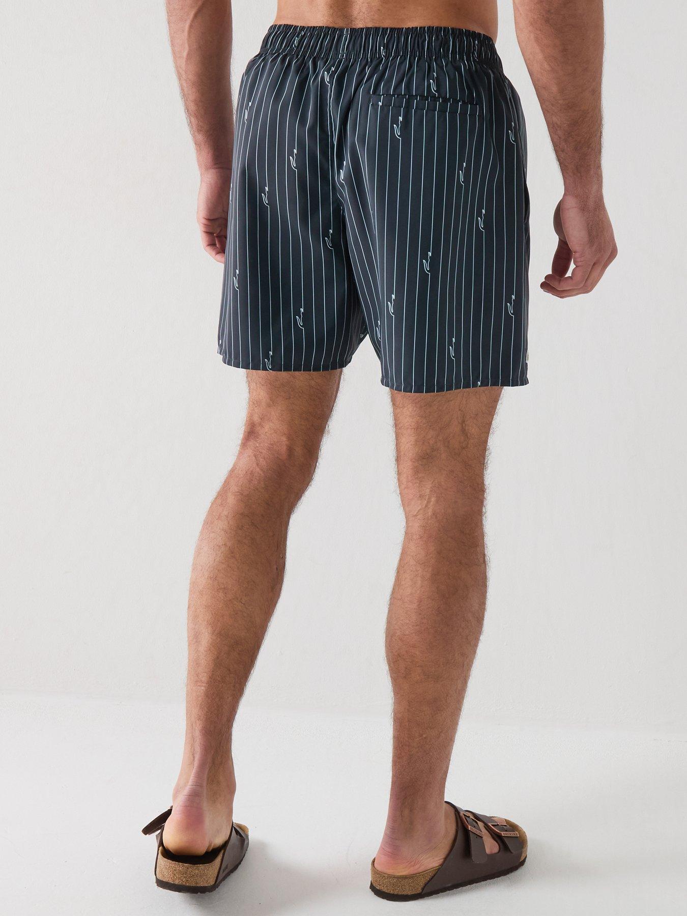 Image 2 of 6 of Lacoste Crocodile Print Swim Trunks - Navy