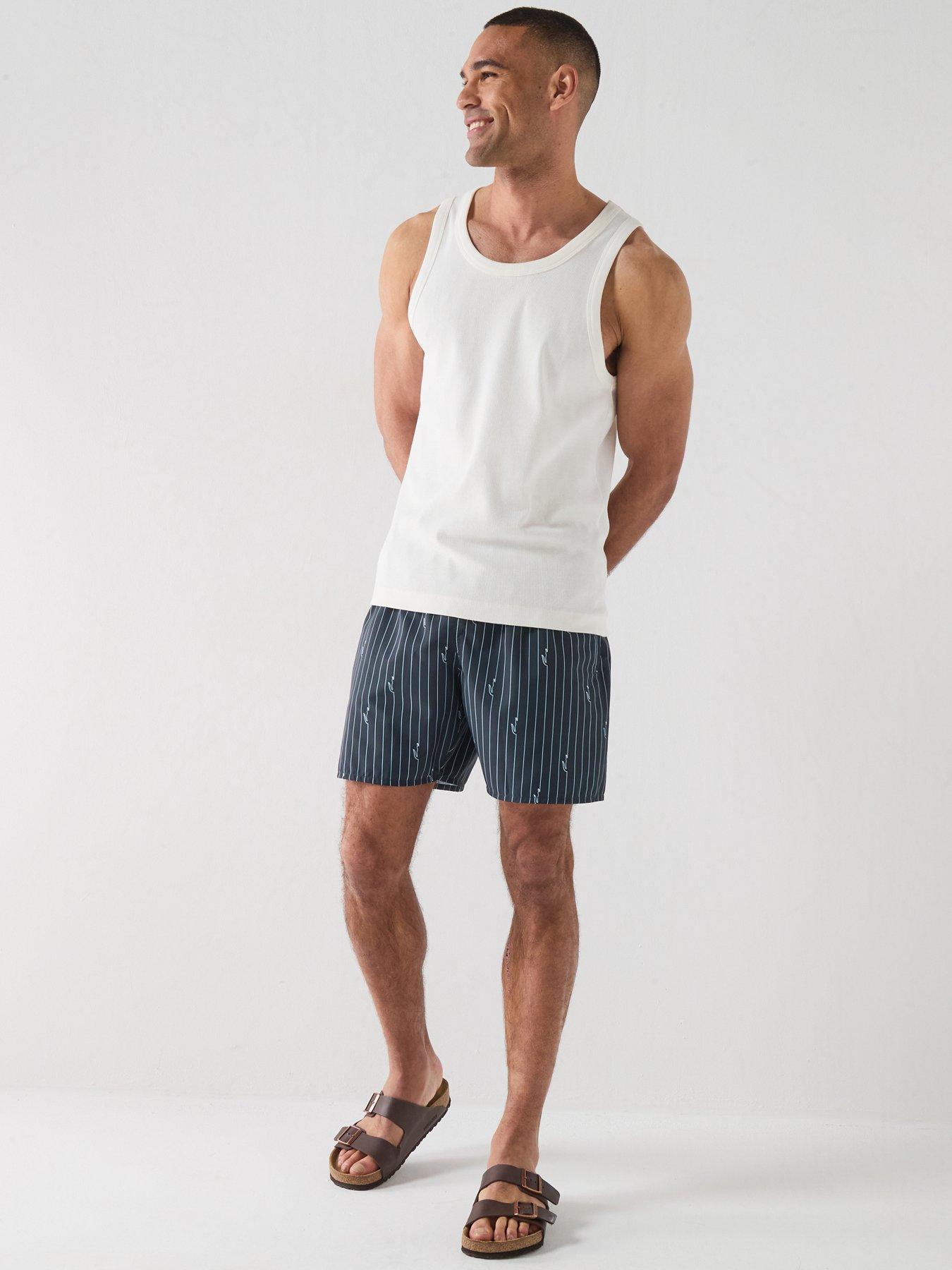 Image 3 of 6 of Lacoste Crocodile Print Swim Trunks - Navy
