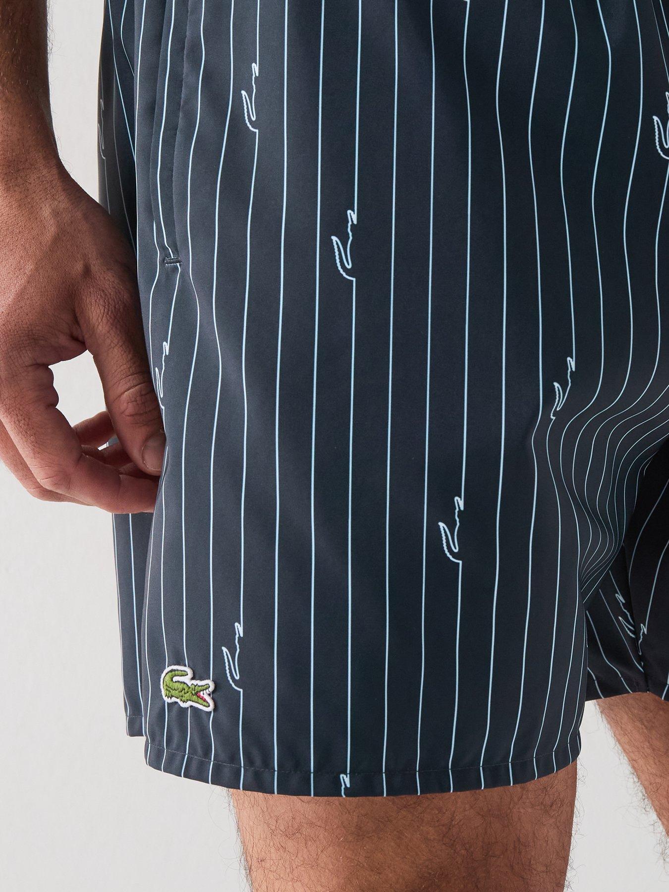 Image 4 of 6 of Lacoste Crocodile Print Swim Trunks - Navy