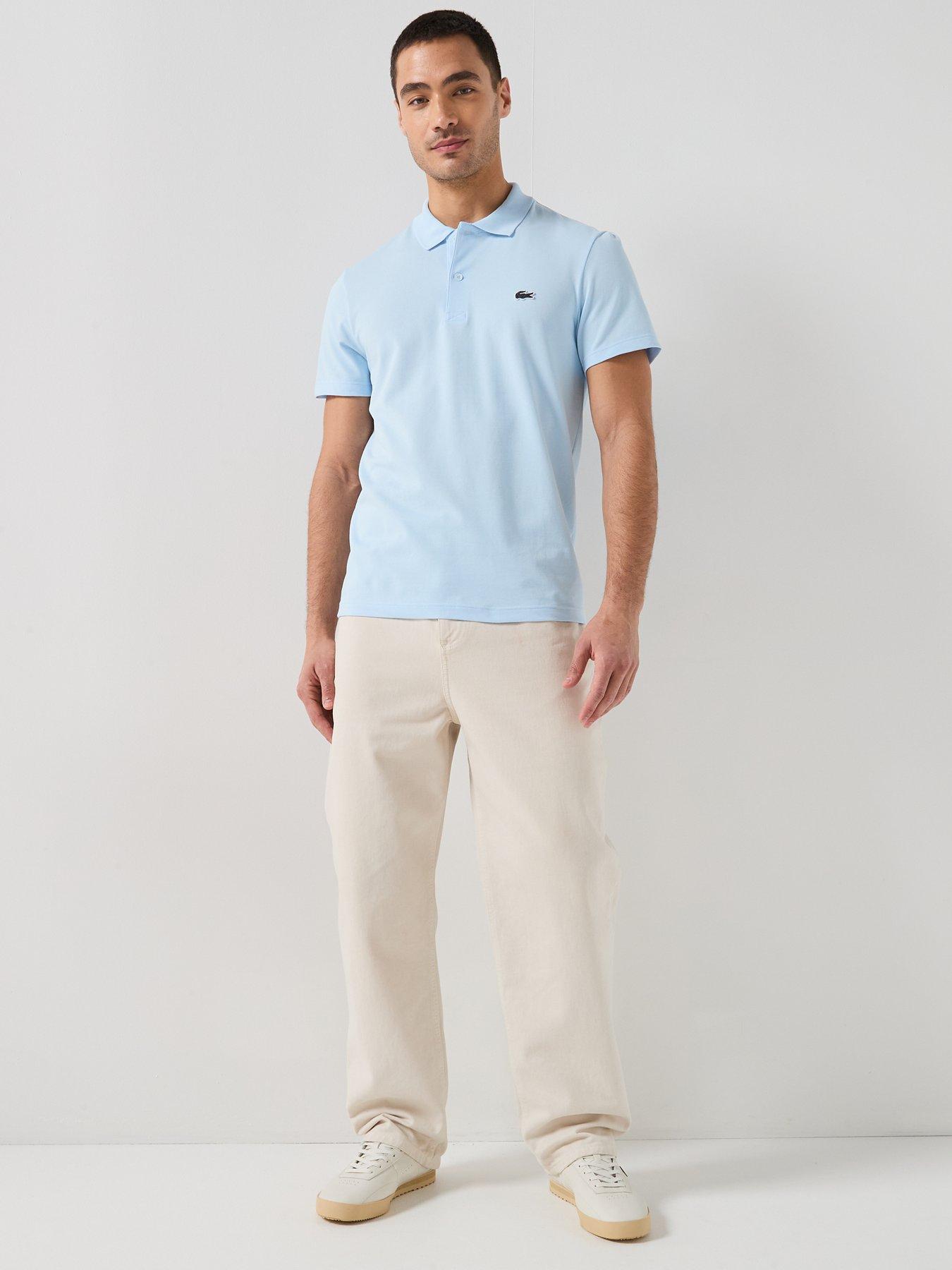 Image 3 of 5 of Lacoste Cotton Blend Ottoman Polo Short - Light Blue