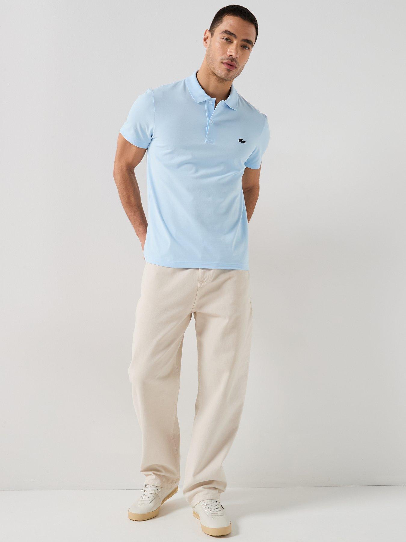 Image 5 of 5 of Lacoste Cotton Blend Ottoman Polo Short - Light Blue