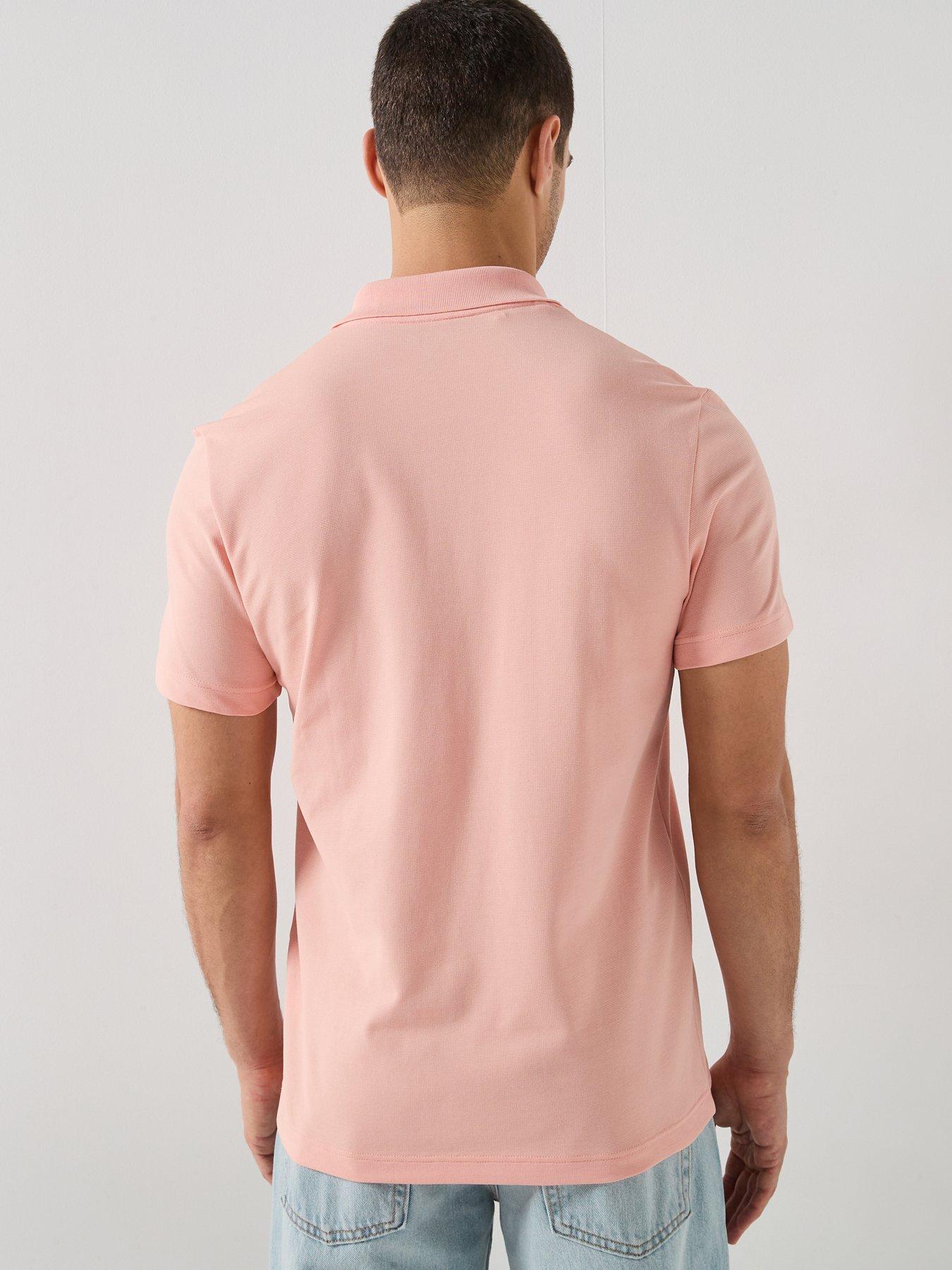 Image 2 of 5 of Lacoste Regular Fit Cotton Blend Ottoman Polo Shirt - Pink