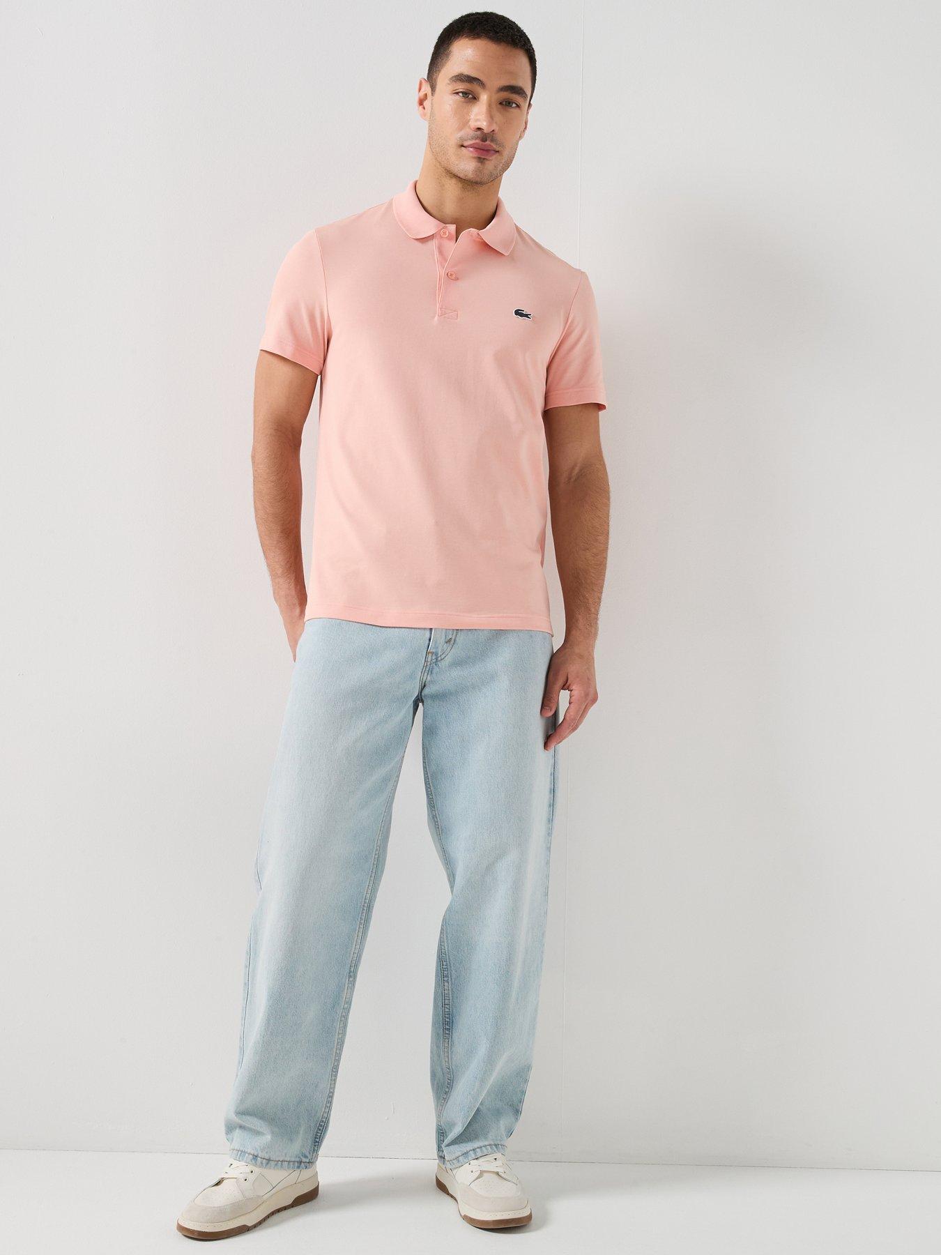 Image 3 of 5 of Lacoste Regular Fit Cotton Blend Ottoman Polo Shirt - Pink
