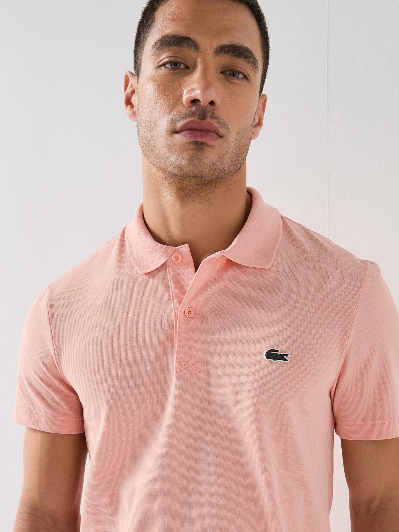 Image 4 of 5 of Lacoste Regular Fit Cotton Blend Ottoman Polo Shirt - Pink