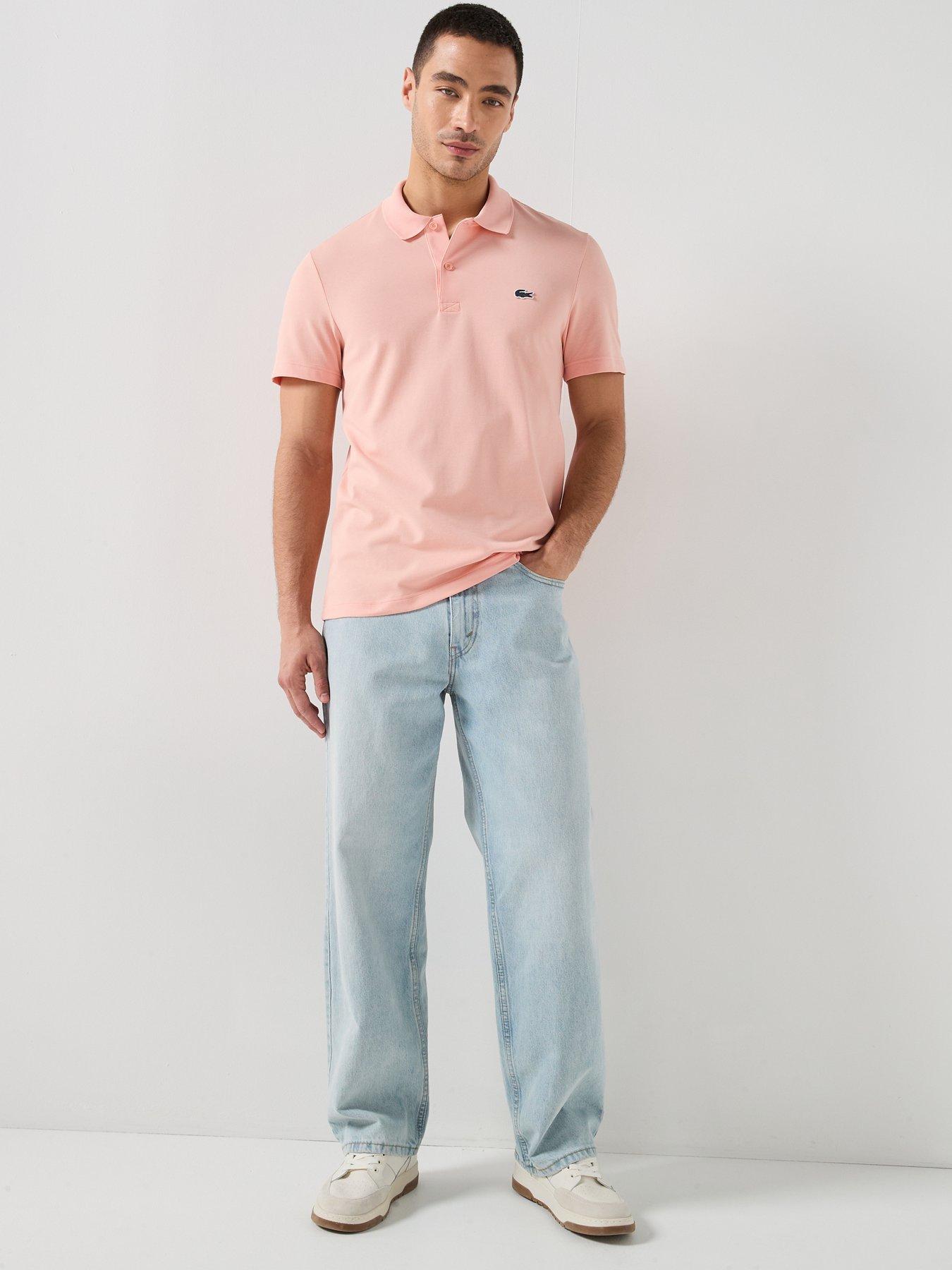 Image 5 of 5 of Lacoste Regular Fit Cotton Blend Ottoman Polo Shirt - Pink