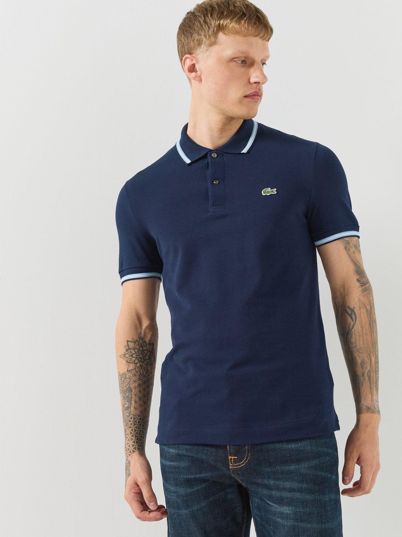 Lacoste Lacoste Regular Fit L.12.12 Stripe Collar Pique Polo Shirt - Navy