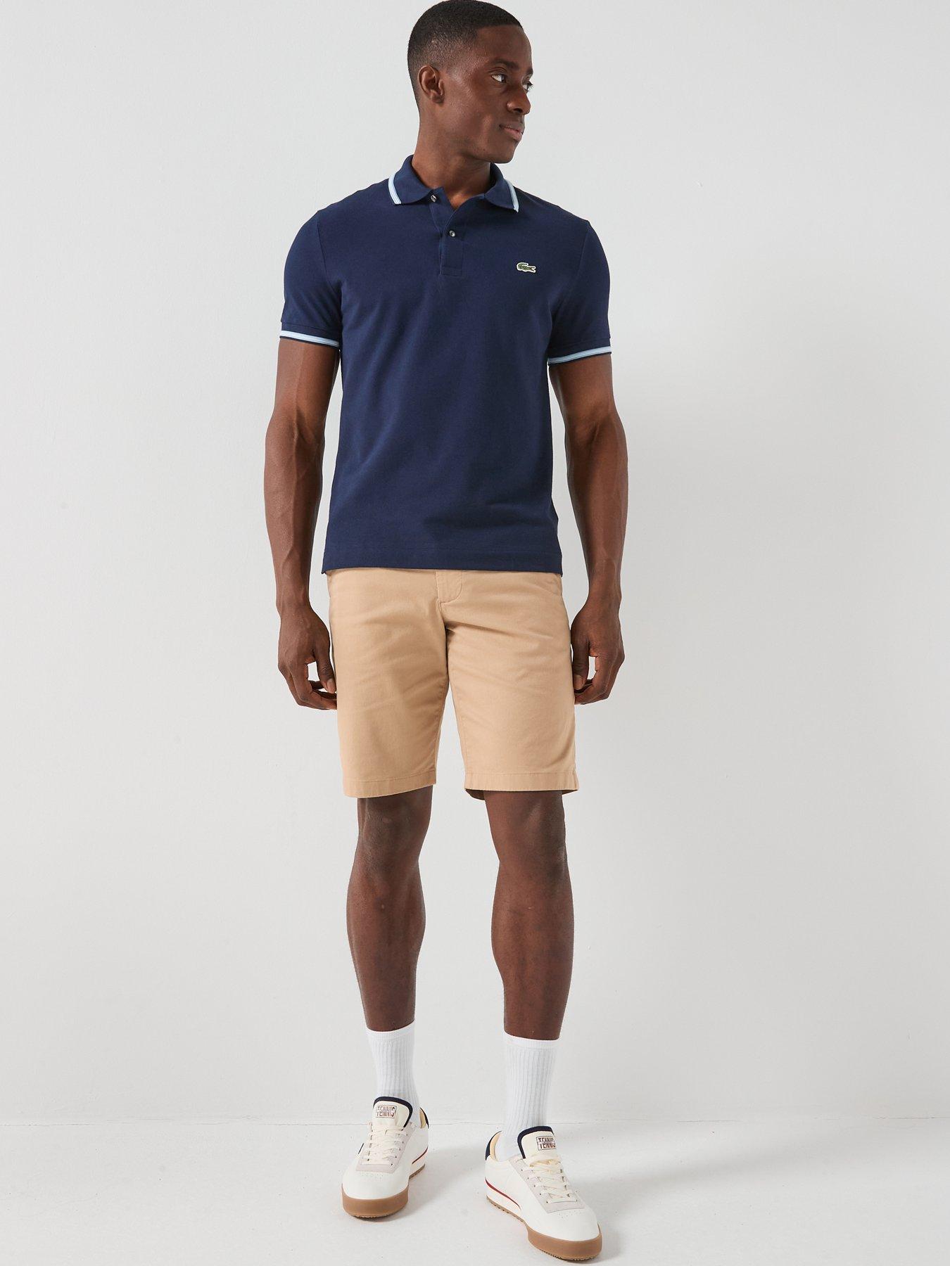 Image 3 of 5 of Lacoste Lacoste Regular Fit L.12.12 Stripe Collar Pique Polo Shirt - Navy