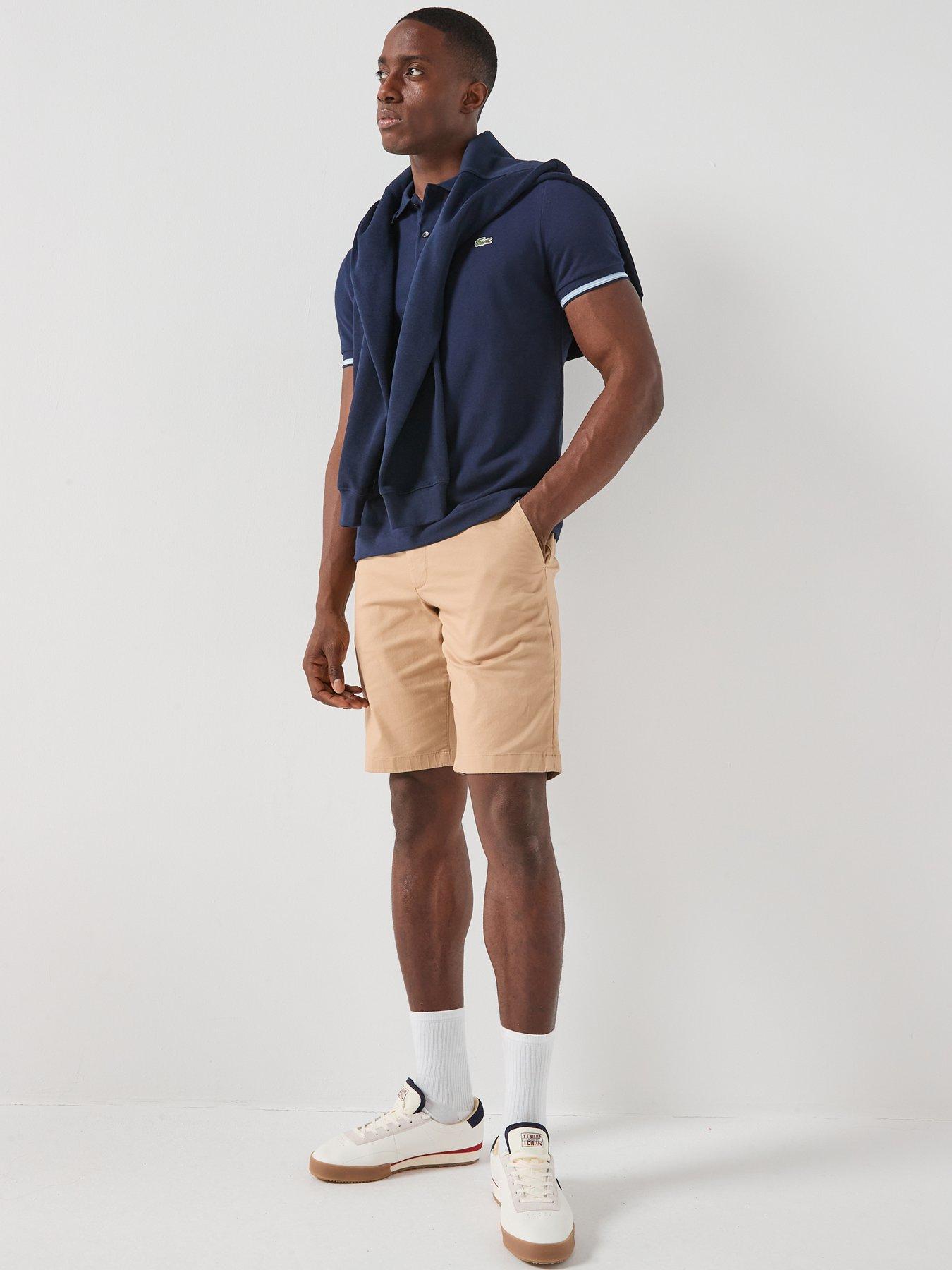 Image 4 of 5 of Lacoste Lacoste Regular Fit L.12.12 Stripe Collar Pique Polo Shirt - Navy