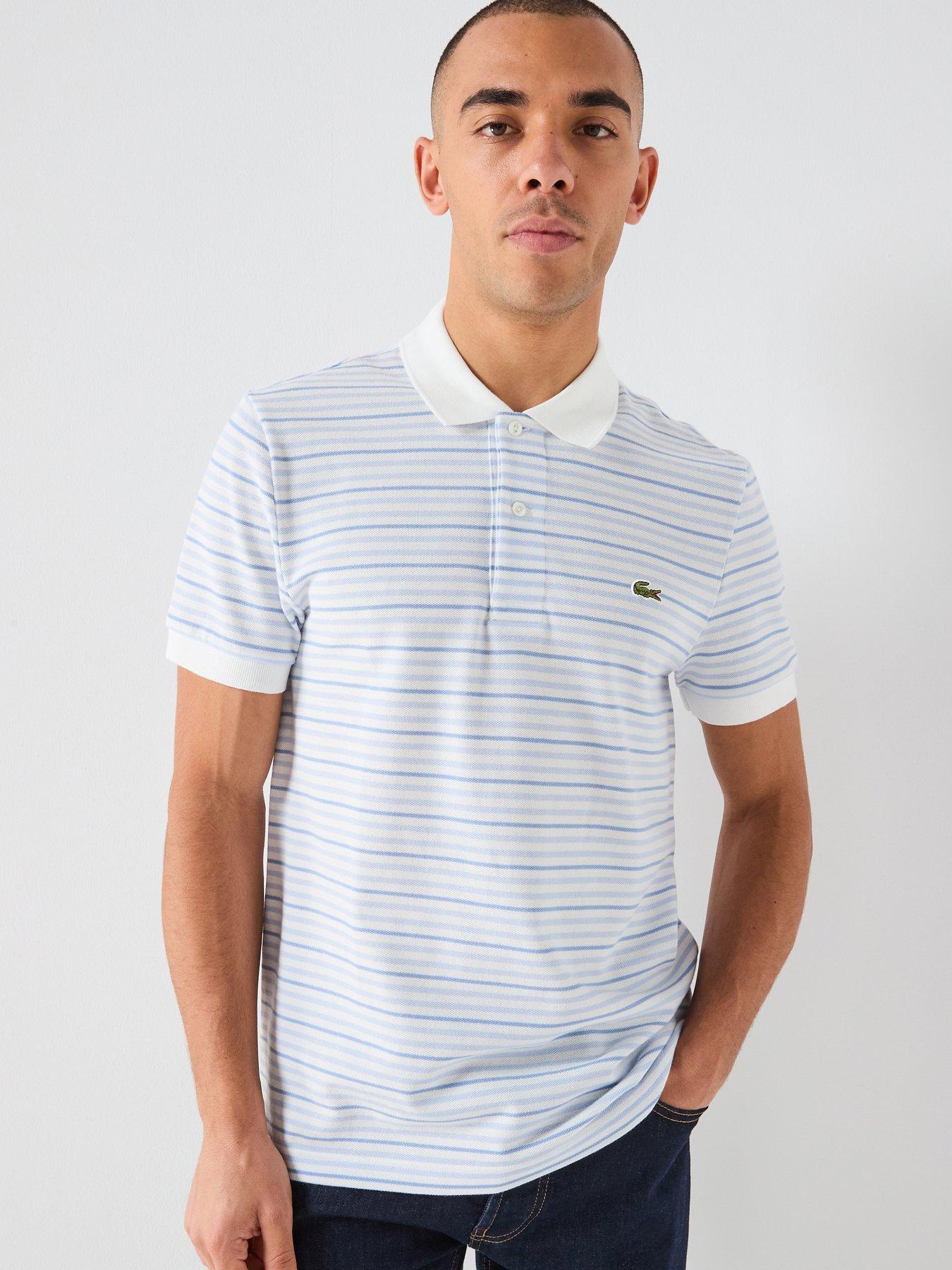 Lacoste Striped Mini-Pique Polo Shirt - Blue