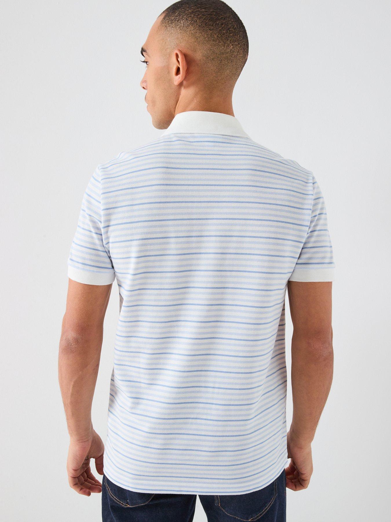 Image 2 of 4 of Lacoste Striped Mini-Pique Polo Shirt - Blue