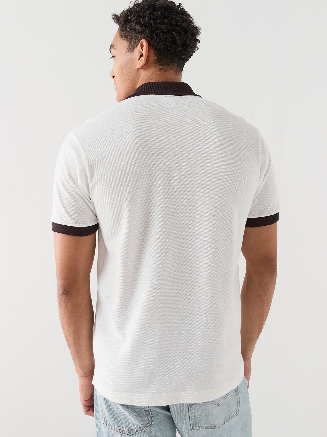 Image 2 of 5 of Lacoste Classic Fit Contrast Pique Polo Shirt - White