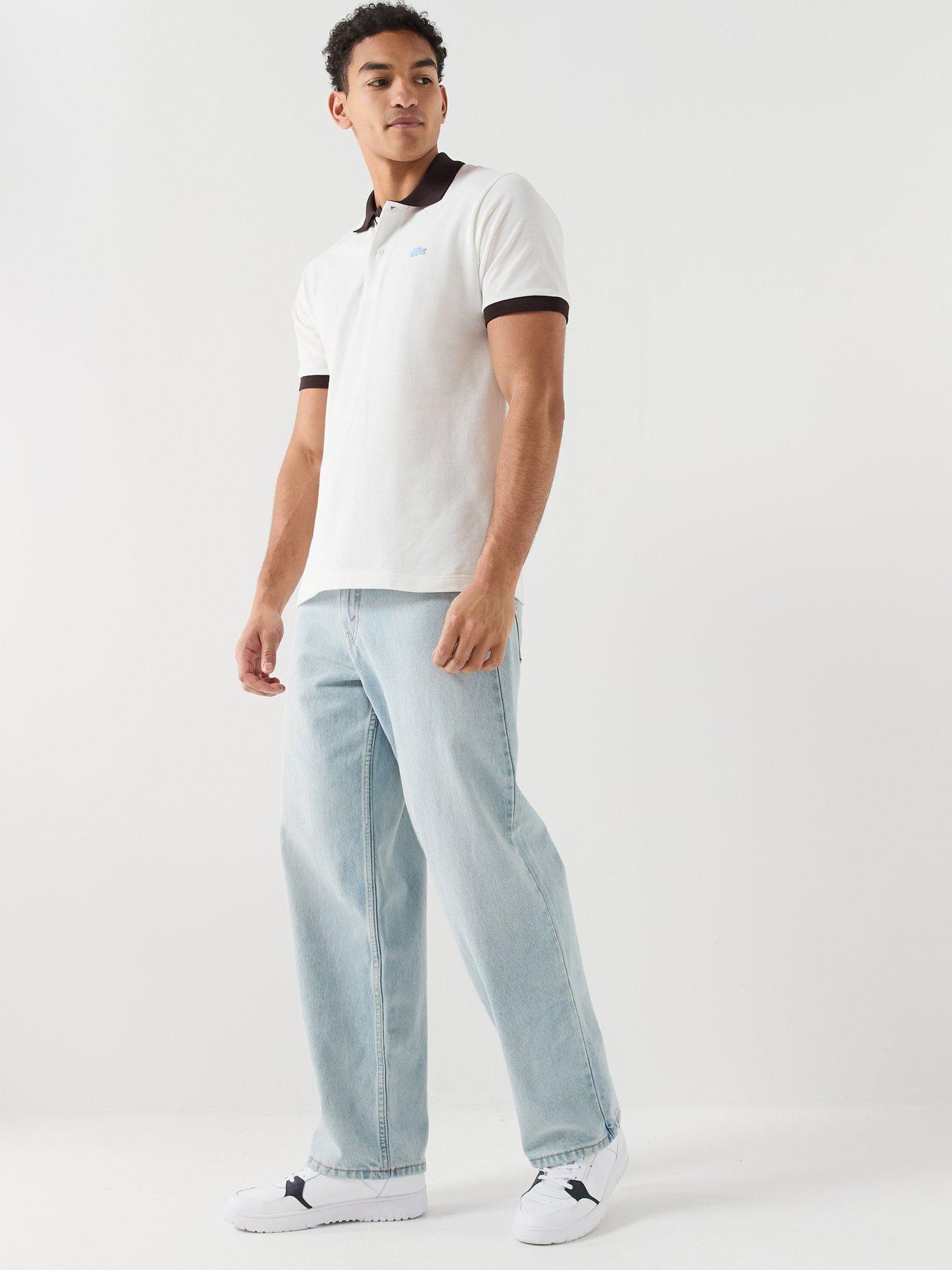 Image 3 of 5 of Lacoste Classic Fit Contrast Pique Polo Shirt - White