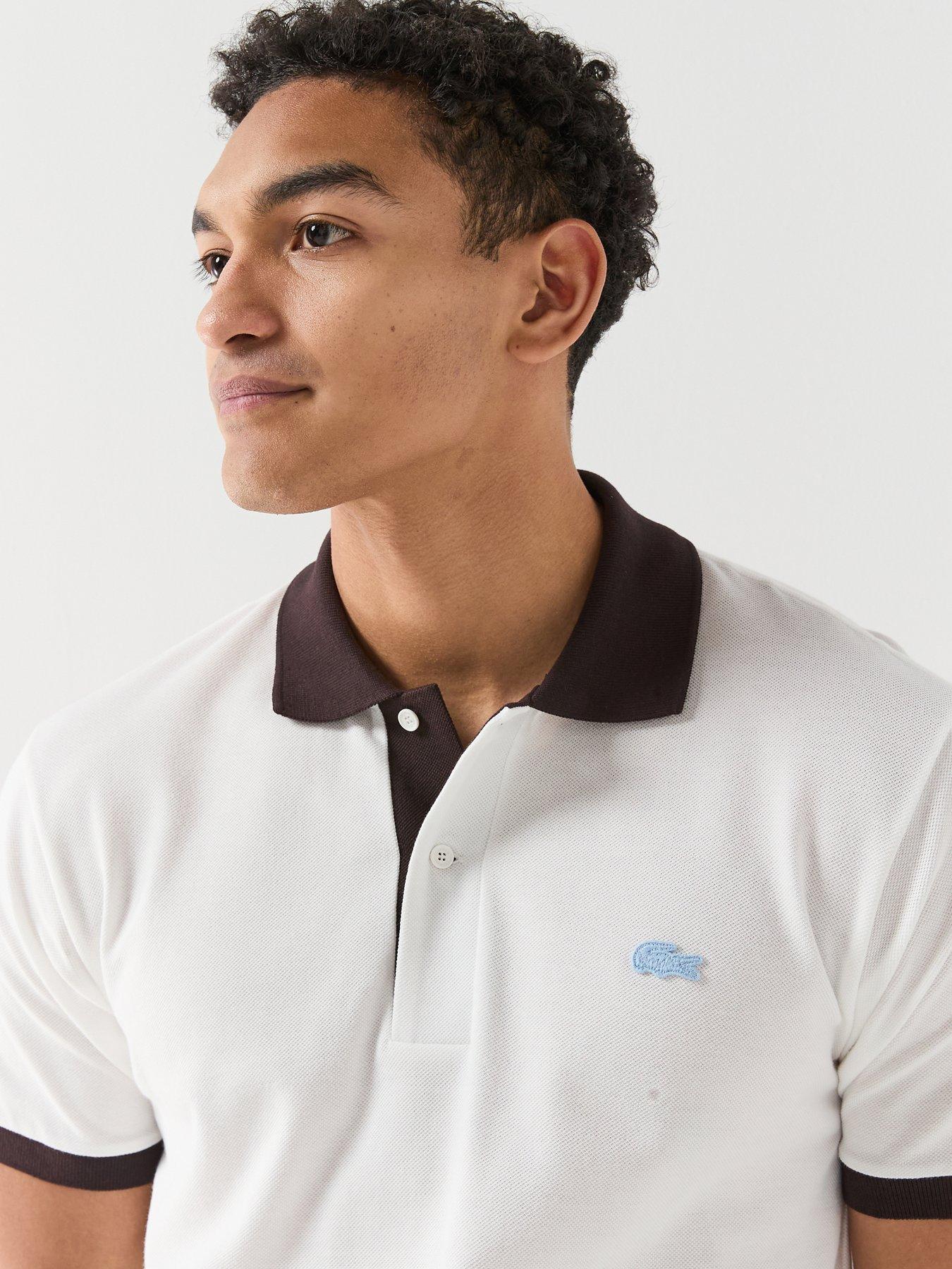 Image 4 of 5 of Lacoste Classic Fit Contrast Pique Polo Shirt - White