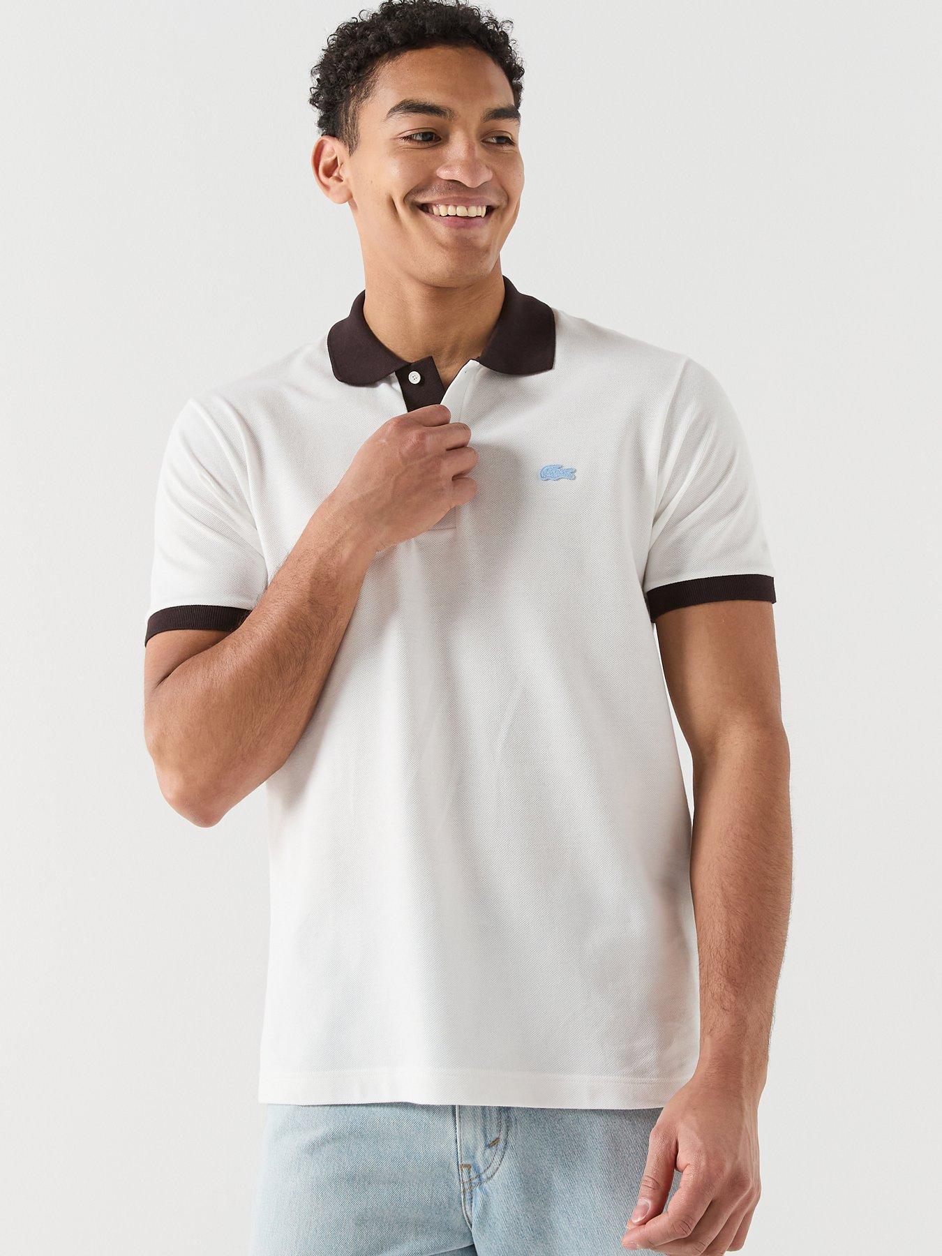 Image 5 of 5 of Lacoste Classic Fit Contrast Pique Polo Shirt - White