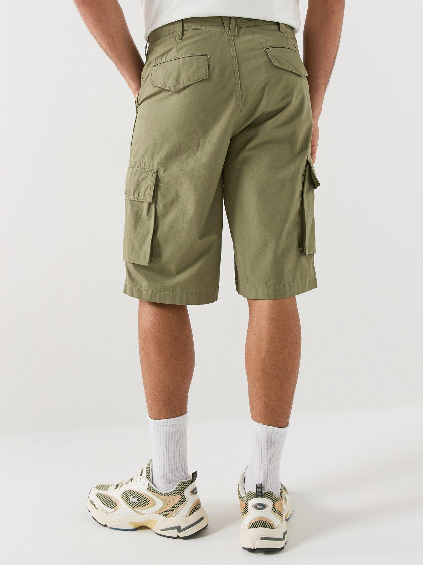 Image 2 of 5 of Lacoste Lightweight Cotton Poplin Bermuda Cargo Shorts - Khaki