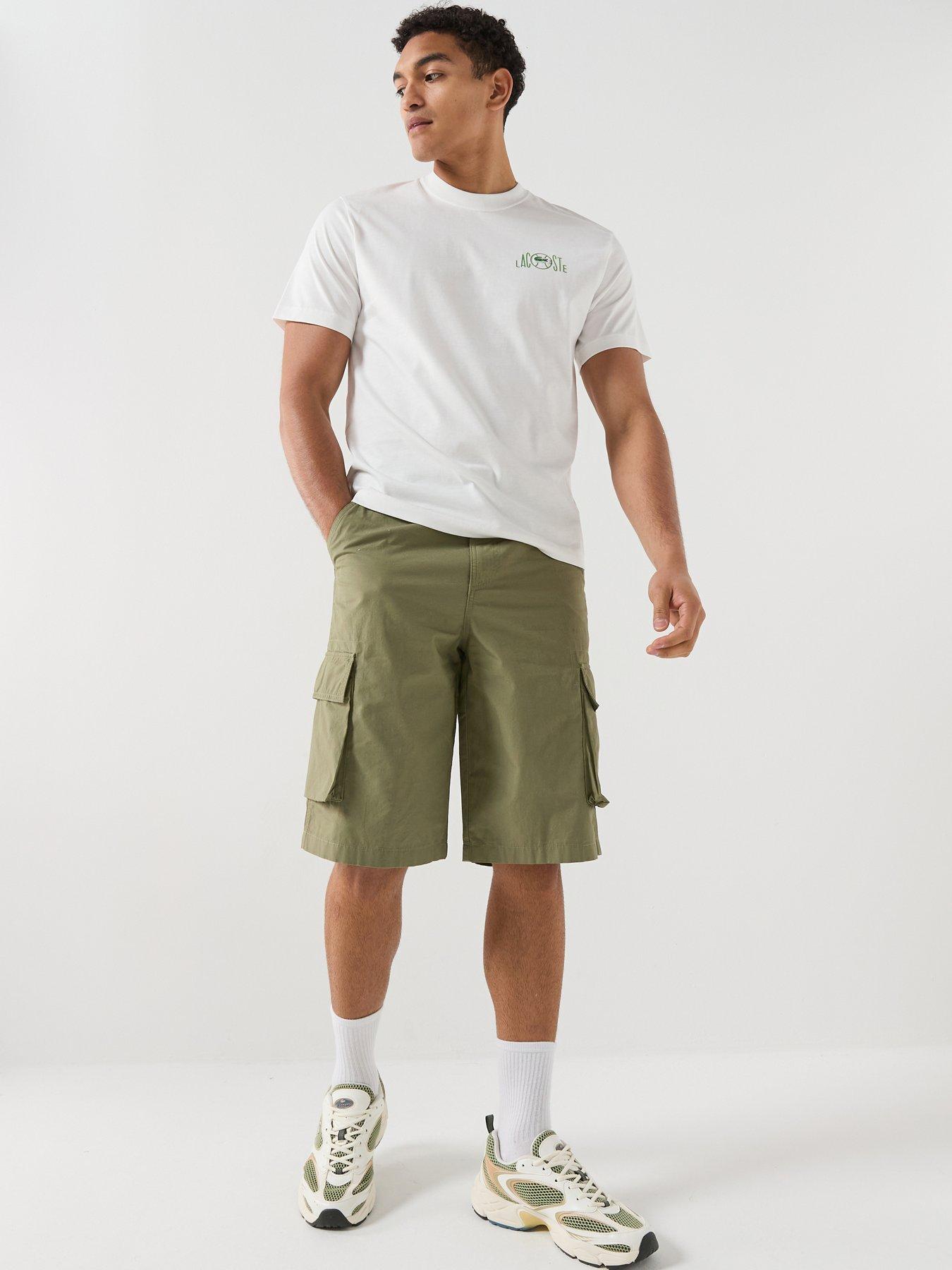 Image 3 of 5 of Lacoste Lightweight Cotton Poplin Bermuda Cargo Shorts - Khaki