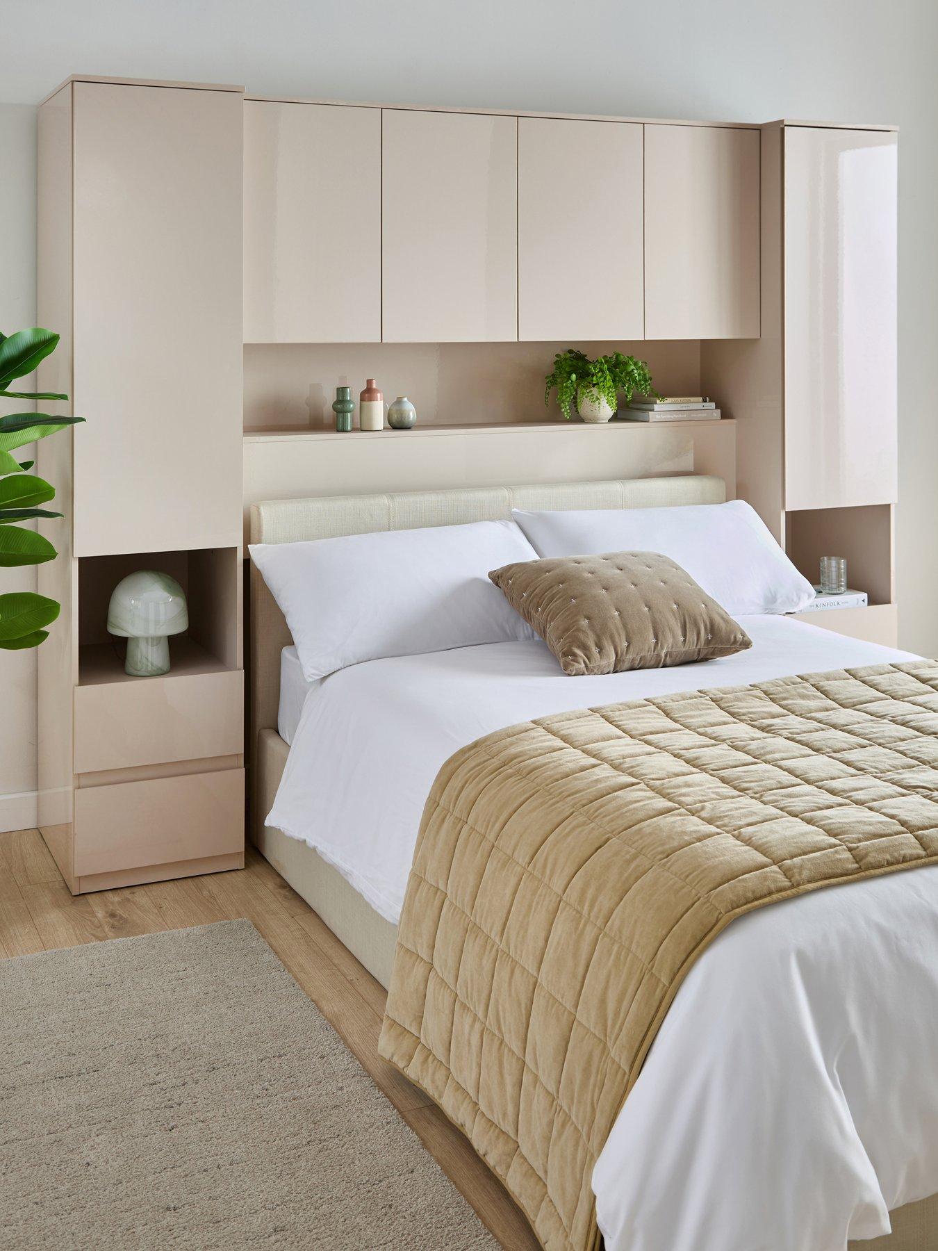 Very Home Layton Gloss Overbed Unit - Oatmeal