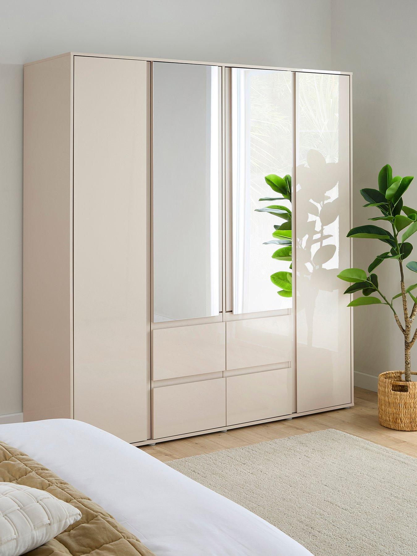 Very Home Layton Gloss 4 Door, 4 Drawer Combi Wardrobe - Oatmeal