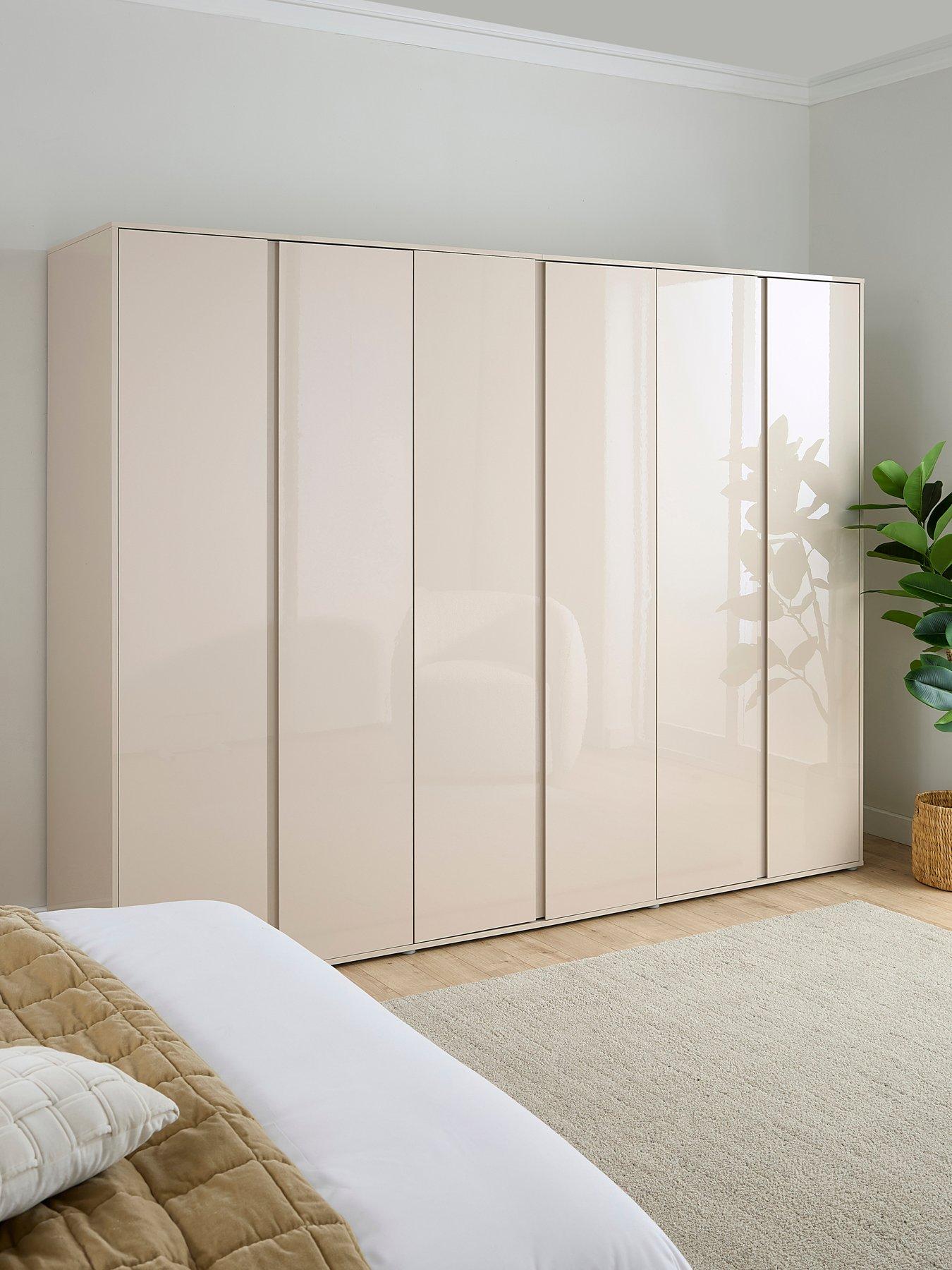 Very Home Layton Gloss 6 Door Wardrobe - Oatmeal