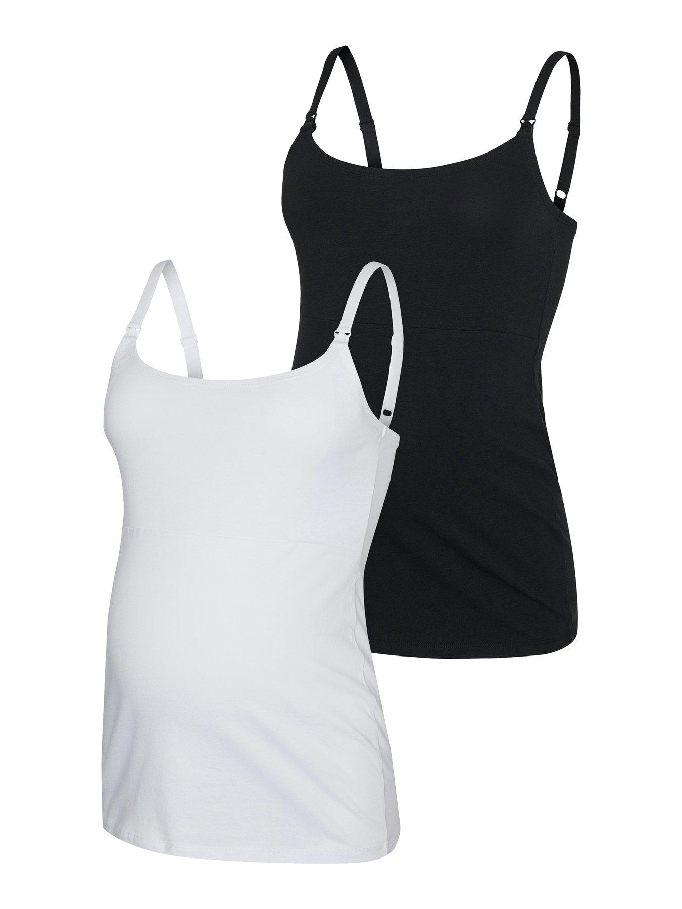 Mamalicious Mlkerrie Pregnancy and Nursing Vest Tops (2 Pack) - Black  &  White
