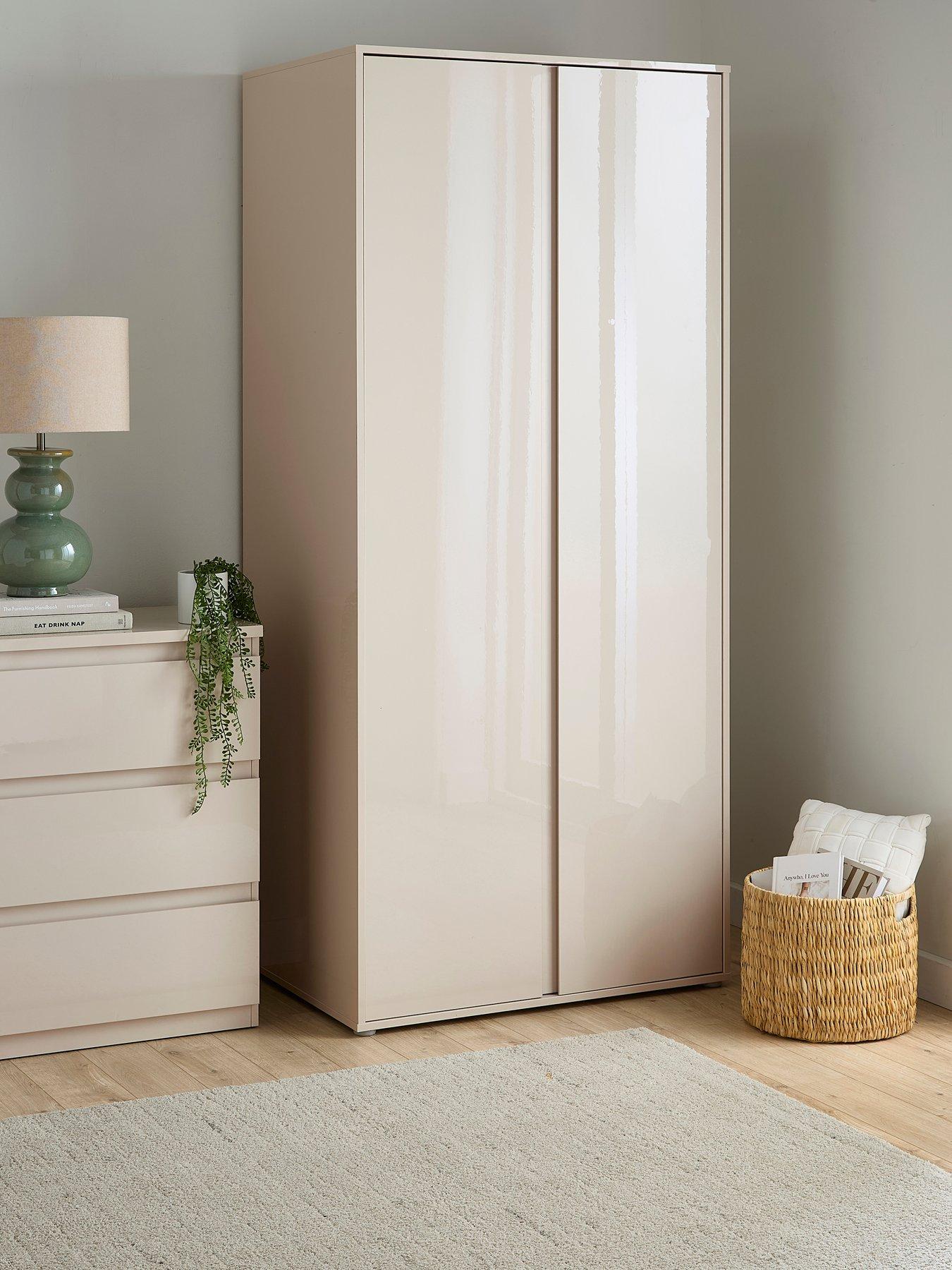 The Very Collection Layton Gloss 2 Door Wardrobe - Oatmeal